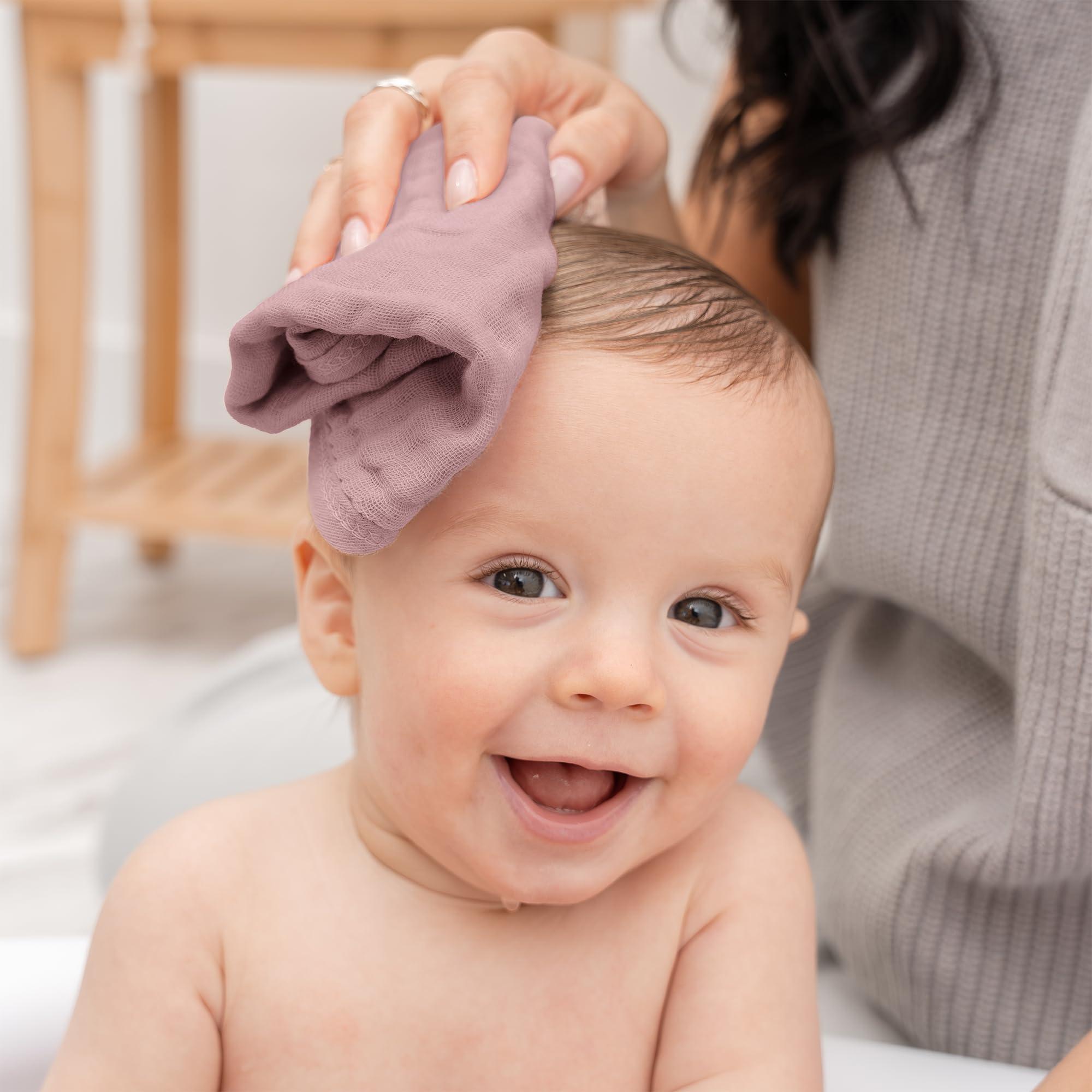 Comfy Cubs Muslin Baby Washcloths 6 Pack - Soft 6-Layer Cotton Wash Cloths for Sensitive Skin - 10"x10" Large, Gentle, Absorbent Infant Essentials for Newborn and Toddlers - Multicolor - Image 4