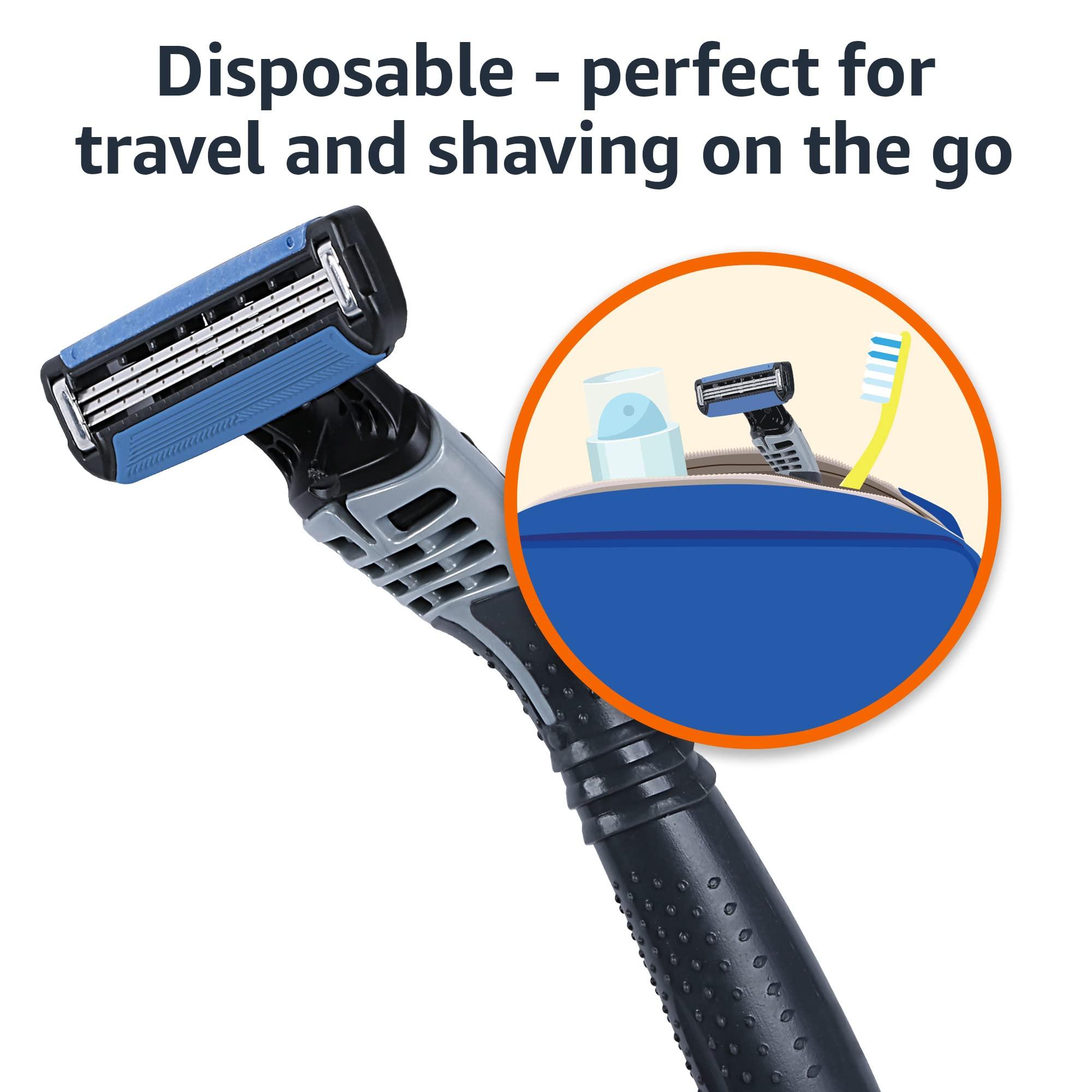 Amazon Basics 3-Blade Disposable Razors for Men, 6 Count, 2 Packs of 3 (Previously Solimo) - Image 6
