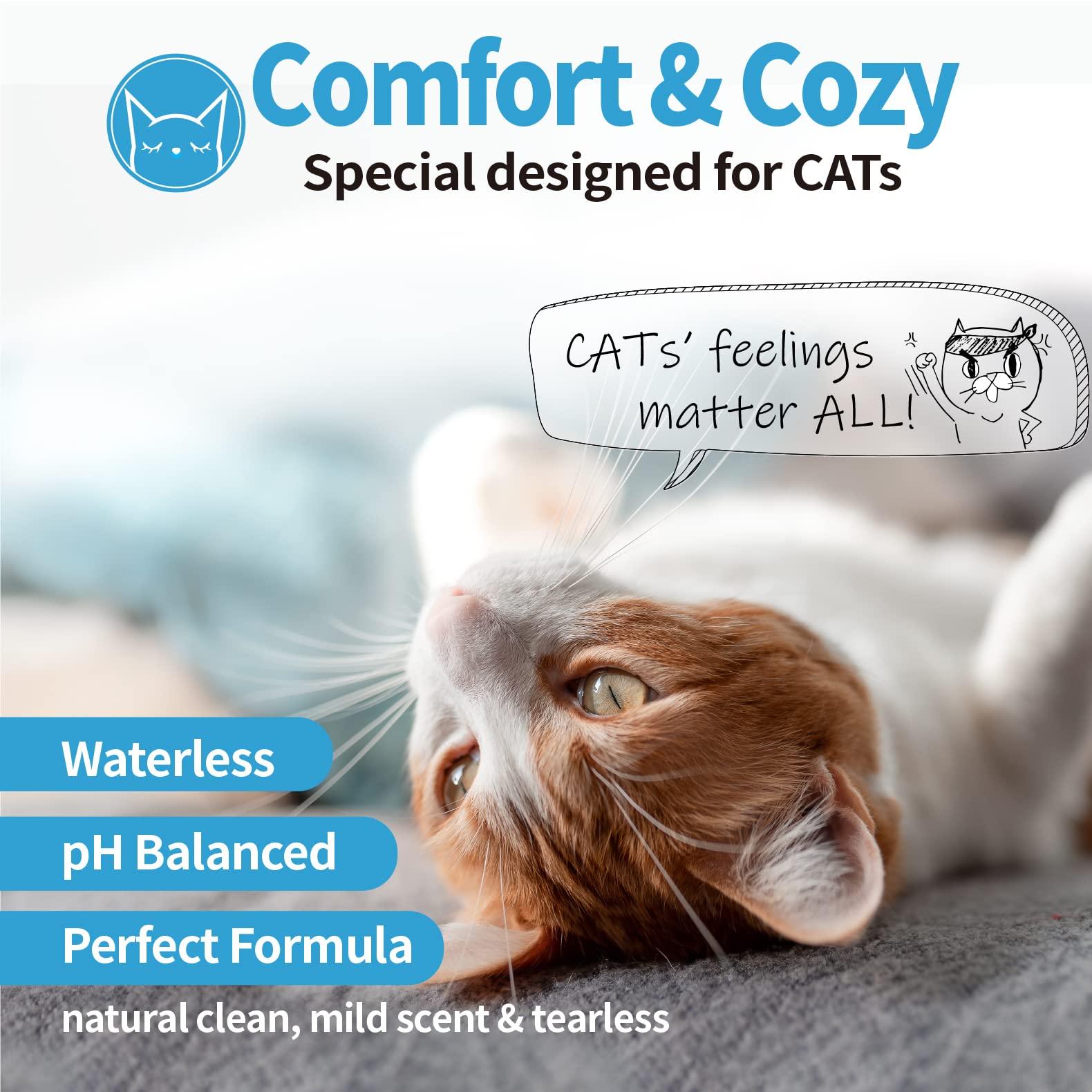 Mooncat Waterless Cat Shampoo and Brush Kit - No Rinse Foam Bath for Long Hair Cats - Grooming for Sensitive Skin, Detangling, Paraben-Free, pH Balanced - Licking Safe (5 oz) - Image 2