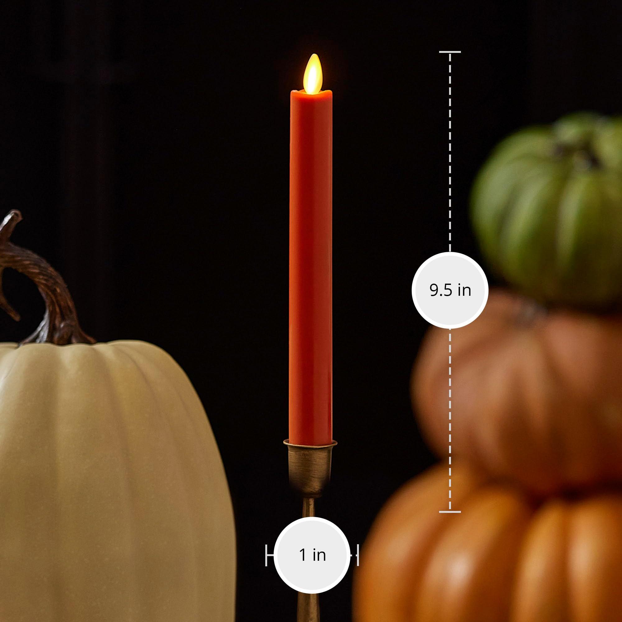 Luminara - Flameless Battery Operated Taper Candle - Harvest Pumpkin - Pack of 1-1x9.5 - LED Flickering Flame - Realistic Safe for Home Kids and Pets - Image 6