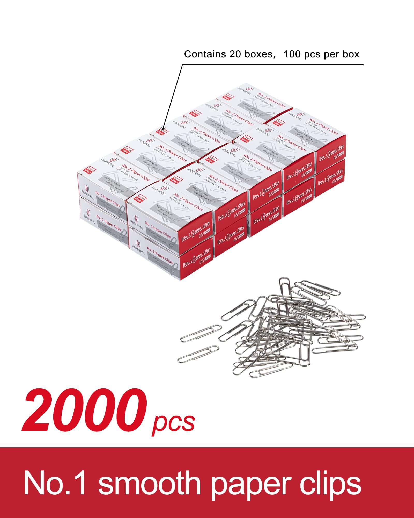 PAPERPAL #1 Smooth Paper Clips, 2000 Medium Paper Clips (20 Boxes of 100 Each), Bulk Paperclips for Office School & Personal Use, Daily DIY, 1-2/7" Silver Paper Clip Standard Size - Image 4