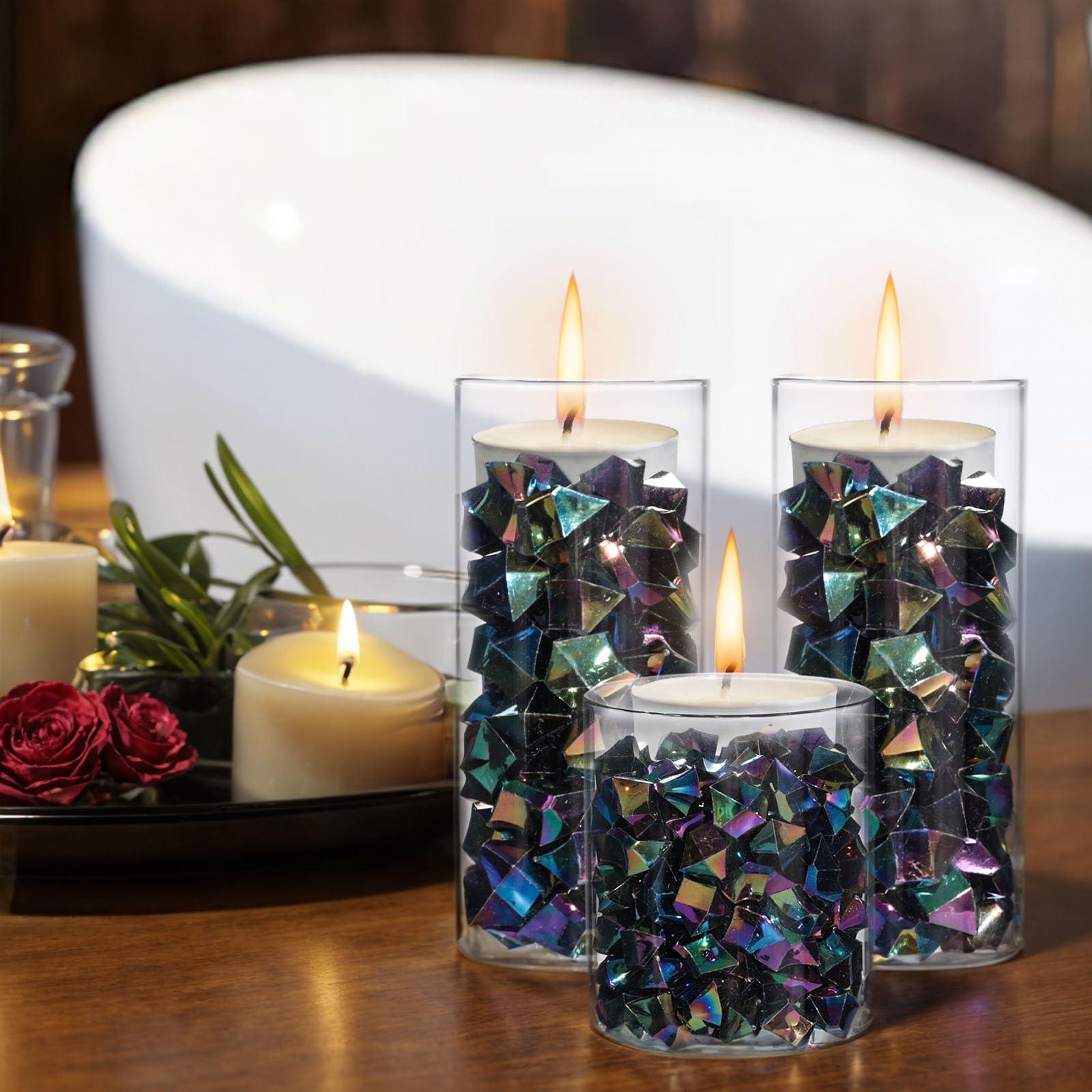 DomeStar 150PCS Iridescent Black Fake Ice, 2.5Cups Acrylic Gems Crystals Black Purple Rocks Diamonds Vase Centerpiece for Vase Fillers Party Table Scatter Wedding Food Display - Image 4