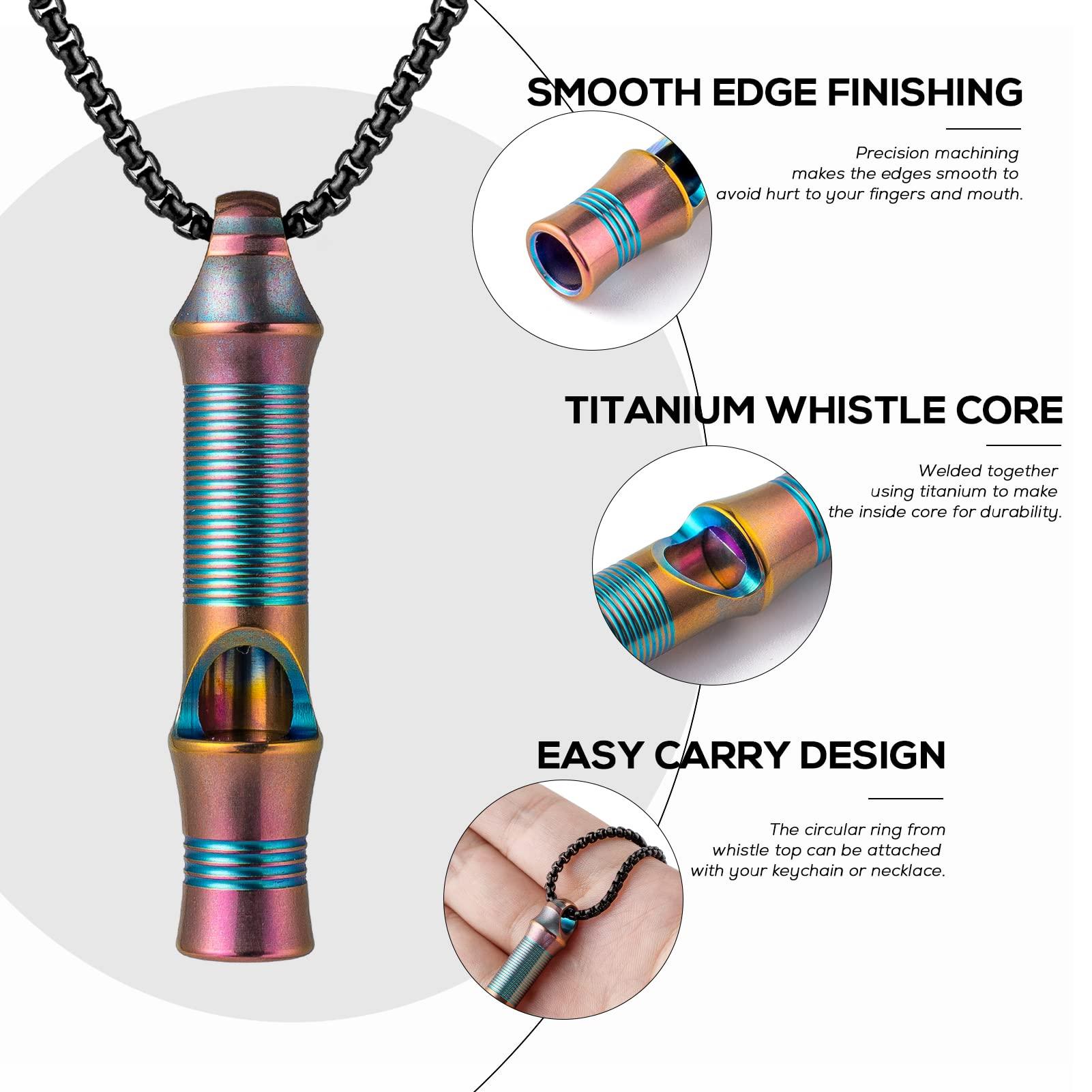 TISUR Titanium Emergency Whistle,EDC Safety Whistles Necklace Loud up to 120db,Survival Whistles for Survival,Hiking,Camping,Pets Training - Image 3