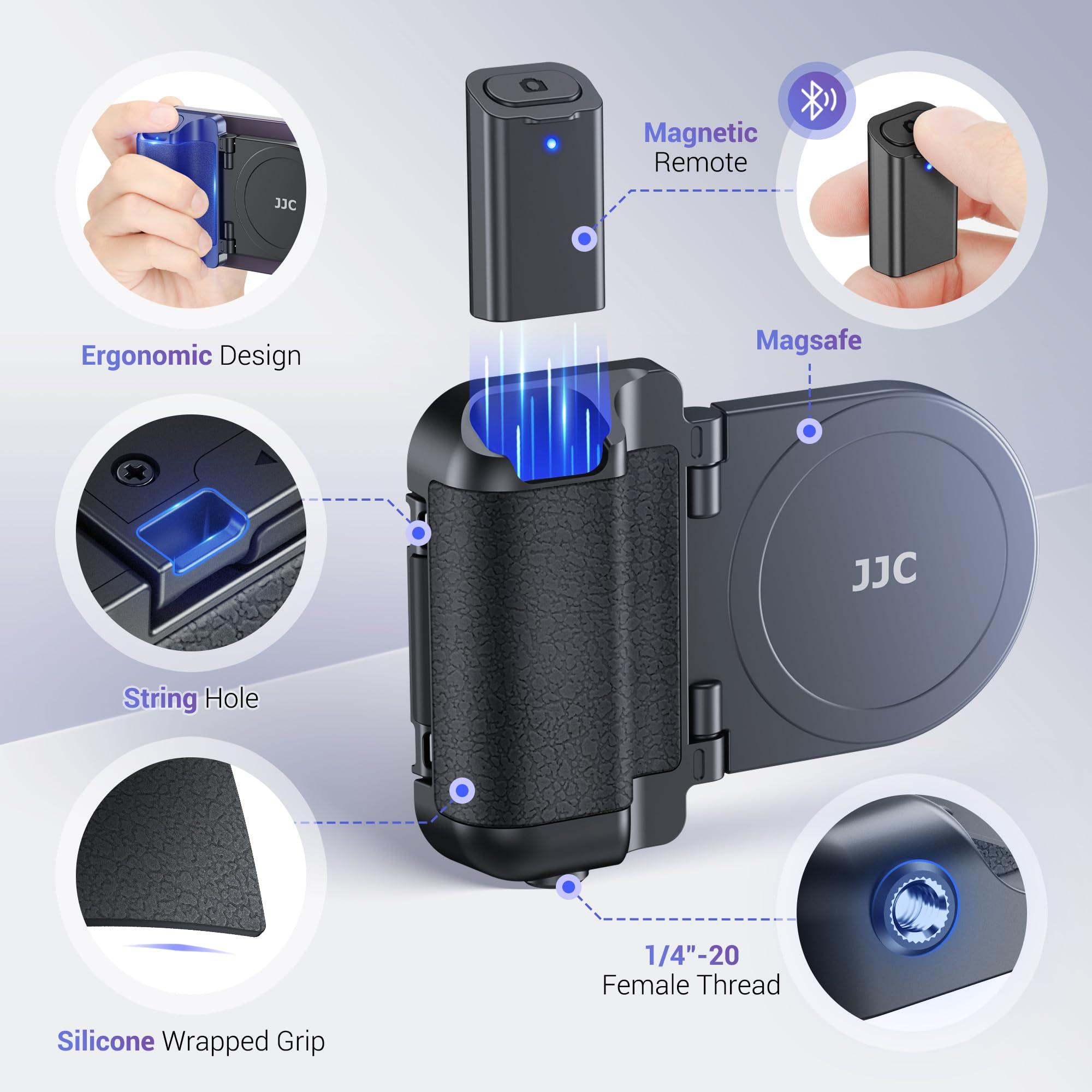Magnetic Smartphone Shooting Holder Phone Hand Grip Handle Snap On Phone Stand with Tripod Mount & Wireless Shutter Remote for iPhone 16 15 14 13 12 Pro Max Android Cellphone Vlog Video Photography - Image 7