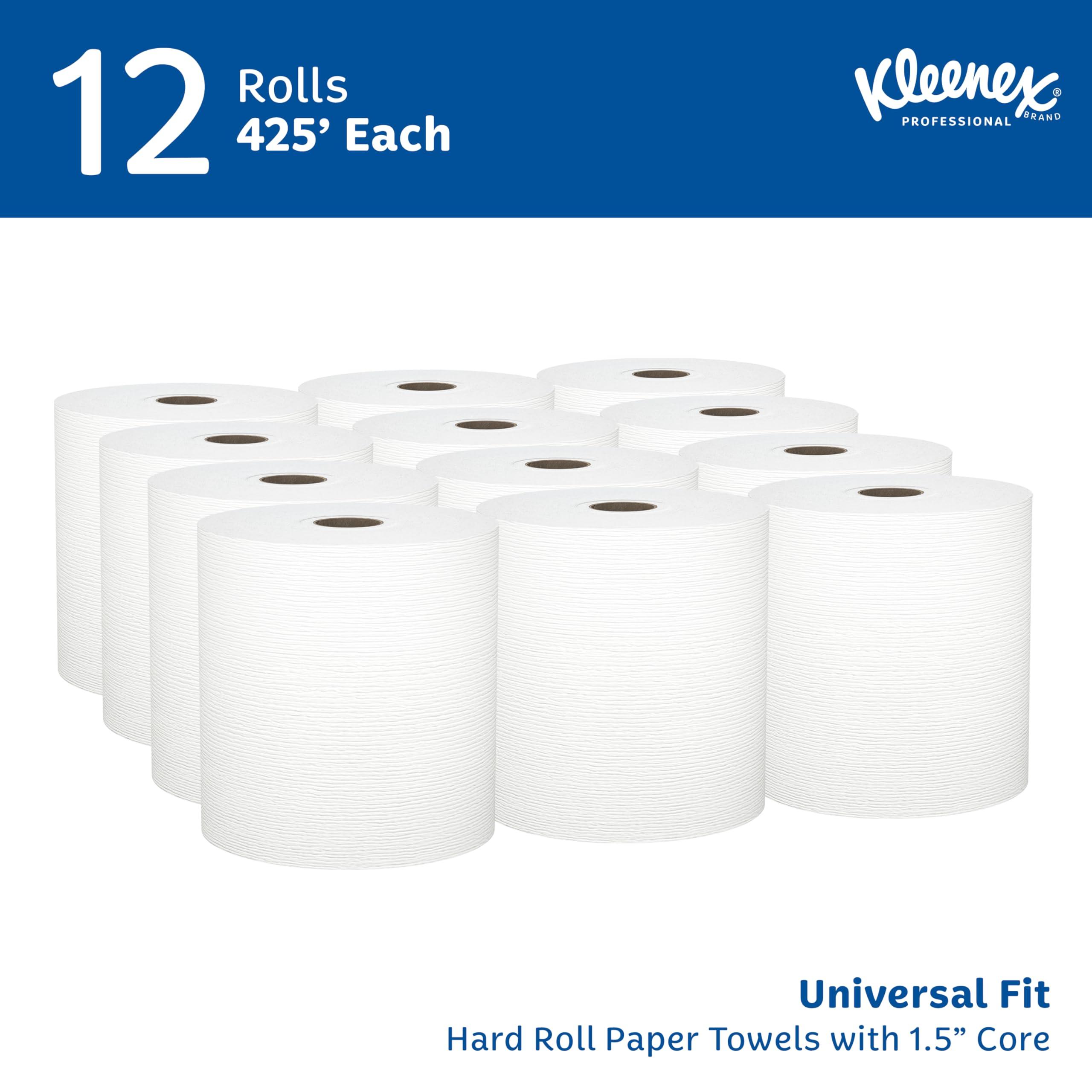 Kleenex Professional Universal Hard Roll Paper Towels, Bulk (01080), 1.5" Core, Premium Absorbency Pockets, White (12 Rolls at 425' Each, 5,100'/Case) - Image 4