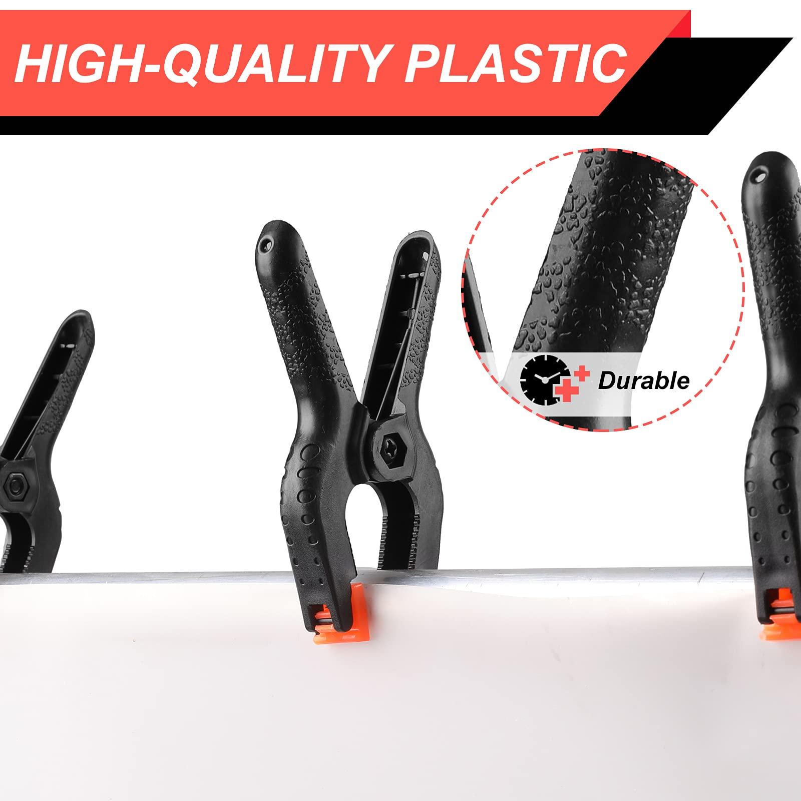12 Pack Plastic Spring Clamps, 3.5inch Small Heavy Duty Clips for Crafts, Backdrop Stand, Woodworking, Photography Studios (Black) - Image 4