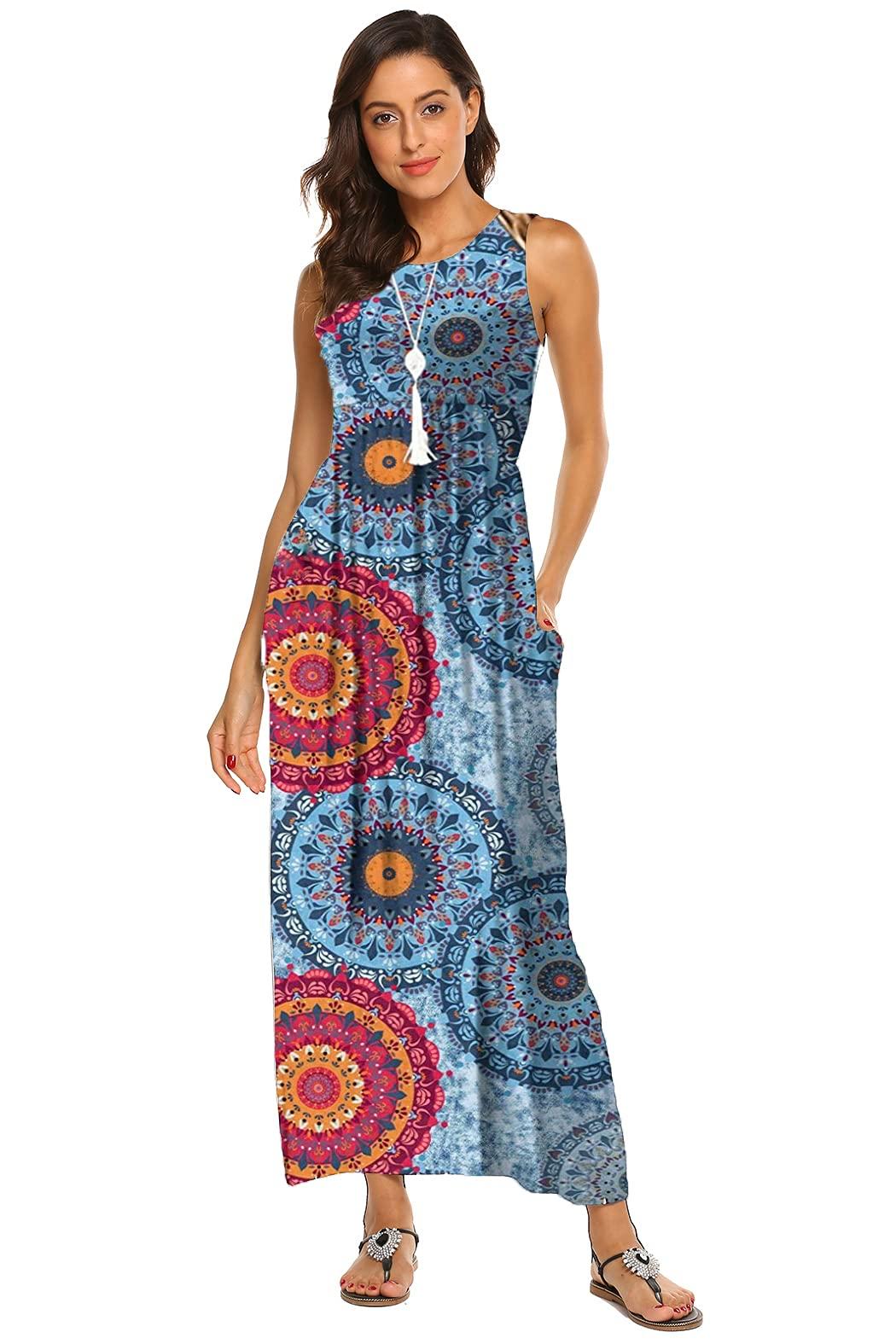 Hount Women's Summer Sleeveless Striped Flowy Casual Long Maxi Dress with Pockets - Image 2