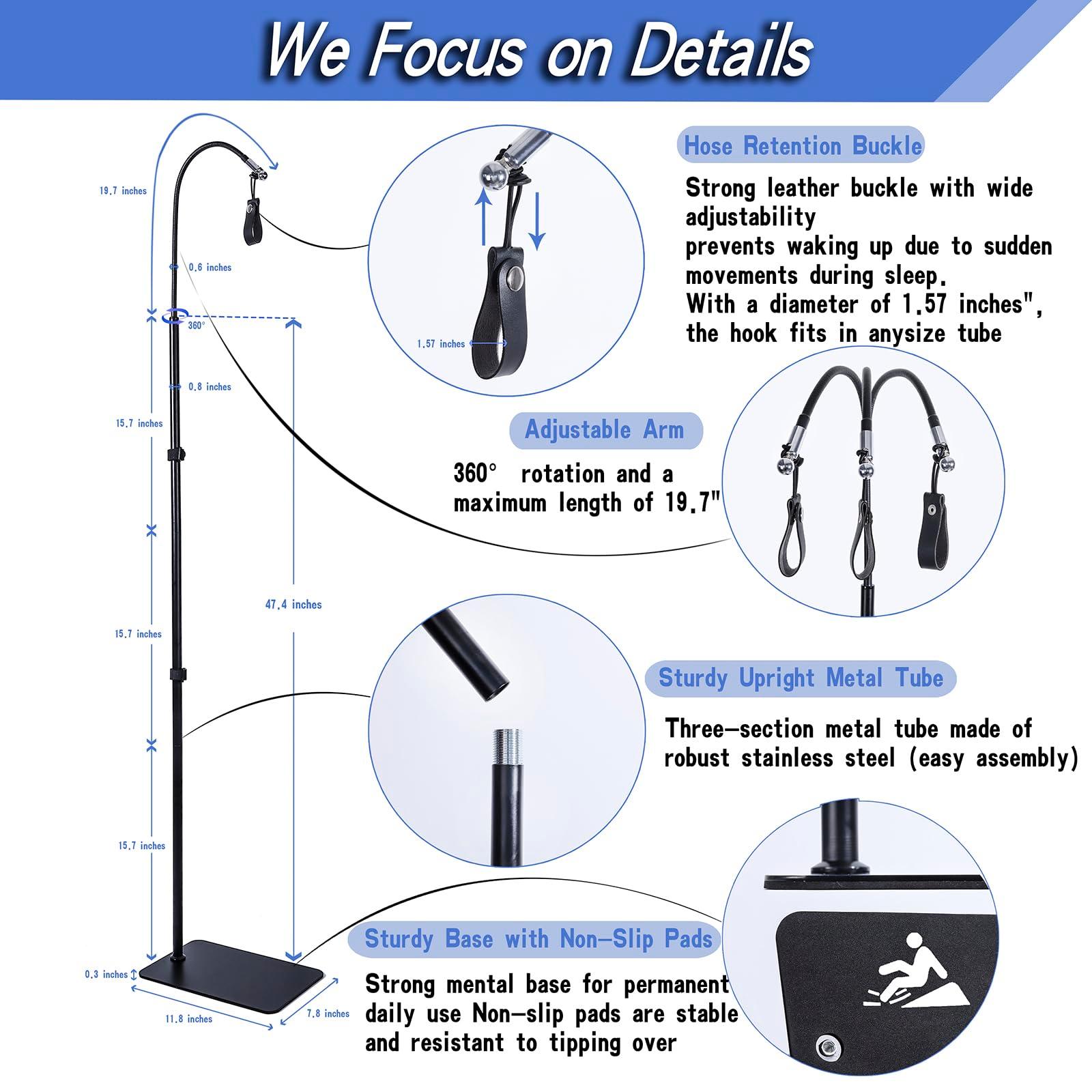 CPAP Hose Holder for Bed with Adjustable Height and Angle, CPAP Tube Holder can Avoid Hose Entanglement, CPAP Hose Hanger Material is Anti-Rust Alloy, Black - Image 5