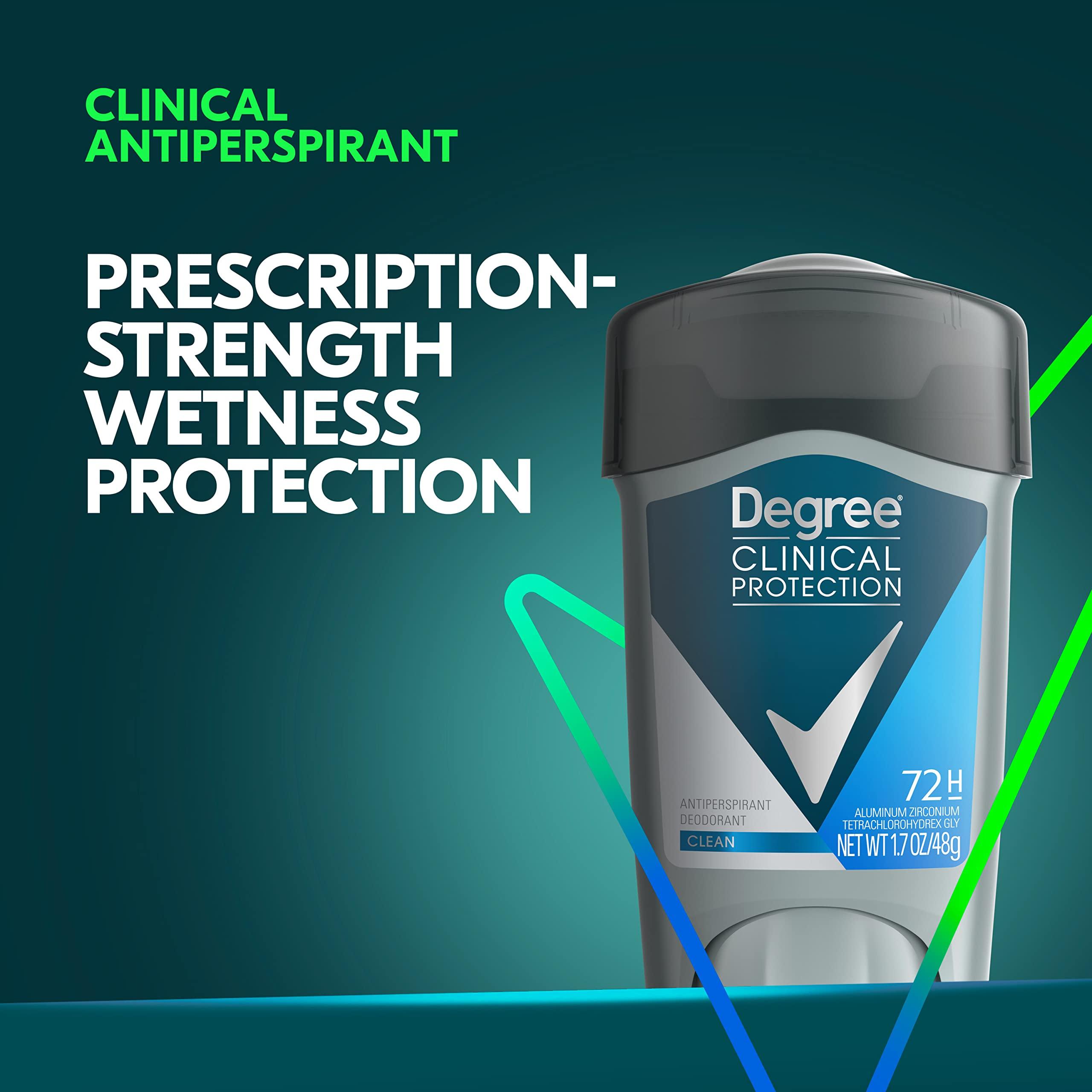 Degree Men Antiperspirant Deodorant Clean 72-Hour Sweat & Odor Protection Prescription-Strength Antiperspirant For Men with MotionSense Technology 1.7 oz - Image 6