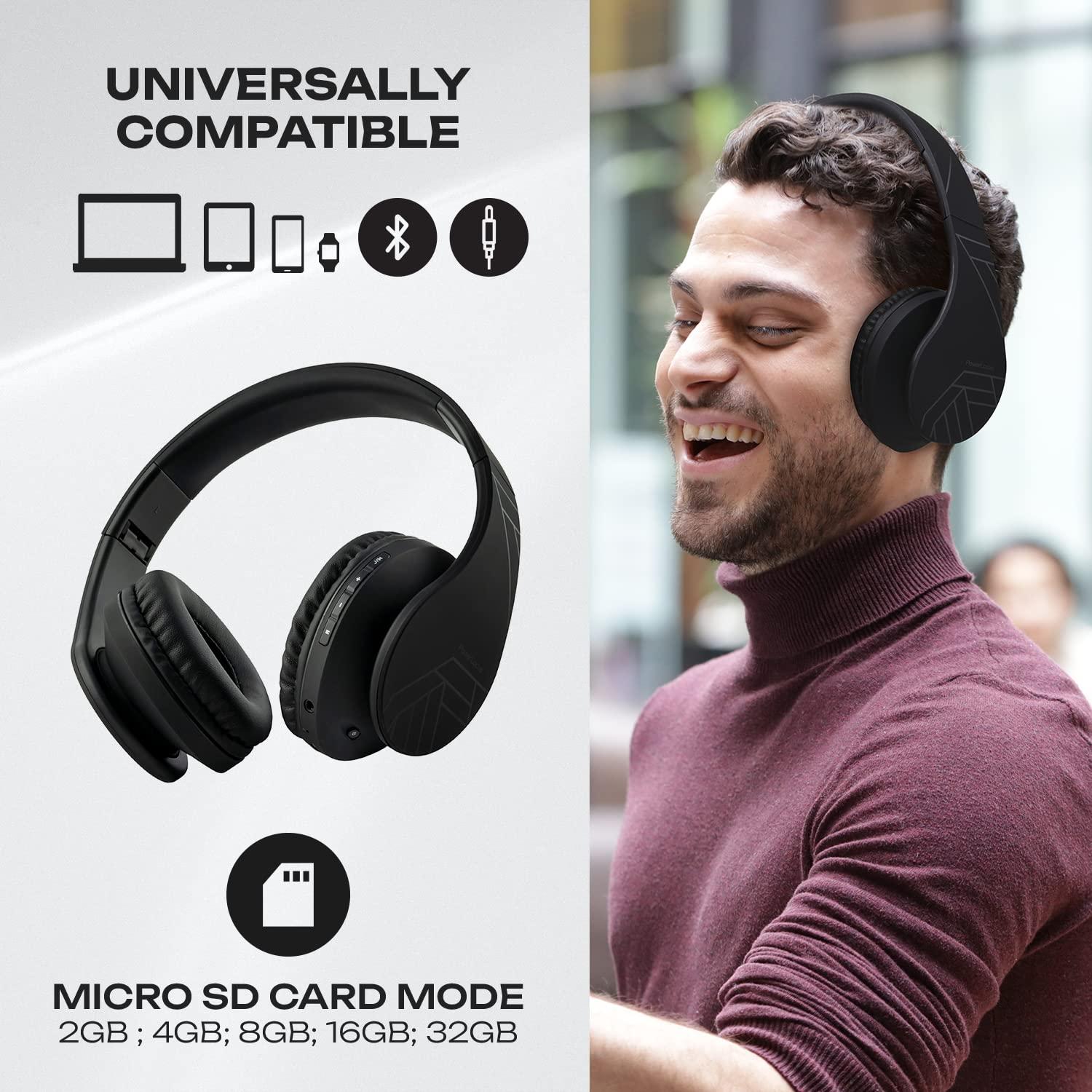 PowerLocus Bluetooth Over-Ear Headphones, Wireless Stereo Foldable Headphones Wireless and Wired Headsets with Built-in Mic, Micro SD/TF, FM for iPhone/Samsung/iPad/PC (Black) - Image 3