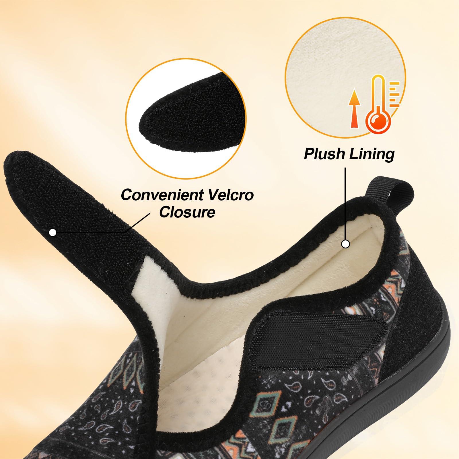 LeIsfIt Womens Slippers Wide Diabetic Shoes Adjustable Arthritis Edema House Shoes Indoor Outdoor Slippers - Image 3