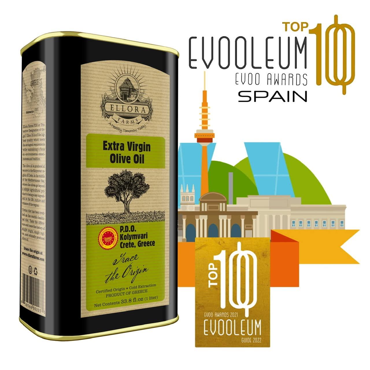 Ellora Farms Olive Oil Extra Virgin, Traceable & Certified PDO Polyphenol Rich Extra Virgin Olive Oil Cold Pressed, Global Gold Awards, Kosher, Single Origin from Crete, Greece 33.8 Fl oz, Pack of 2 - Image 8