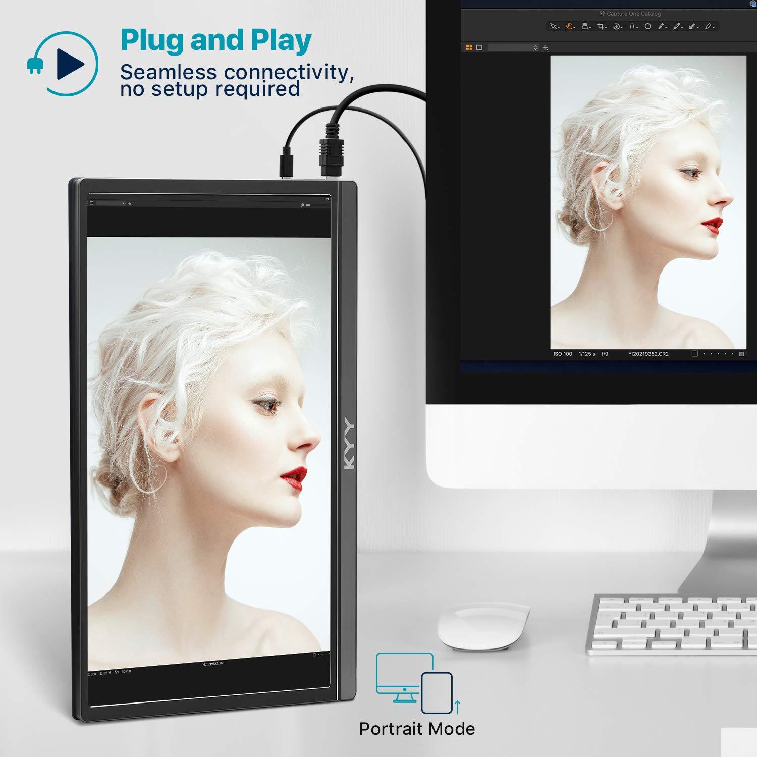 KYY 15.6inch Portable Monitor 1080P FHD IPS Gaming Monitor, Computer Display, for Laptop PC MAC Phone PS4 Xbox Switch, 1080P, FHD, USB-C, HDMI, Premium Smart Cover, Screen Protector, Speakers, HDR - Image 8