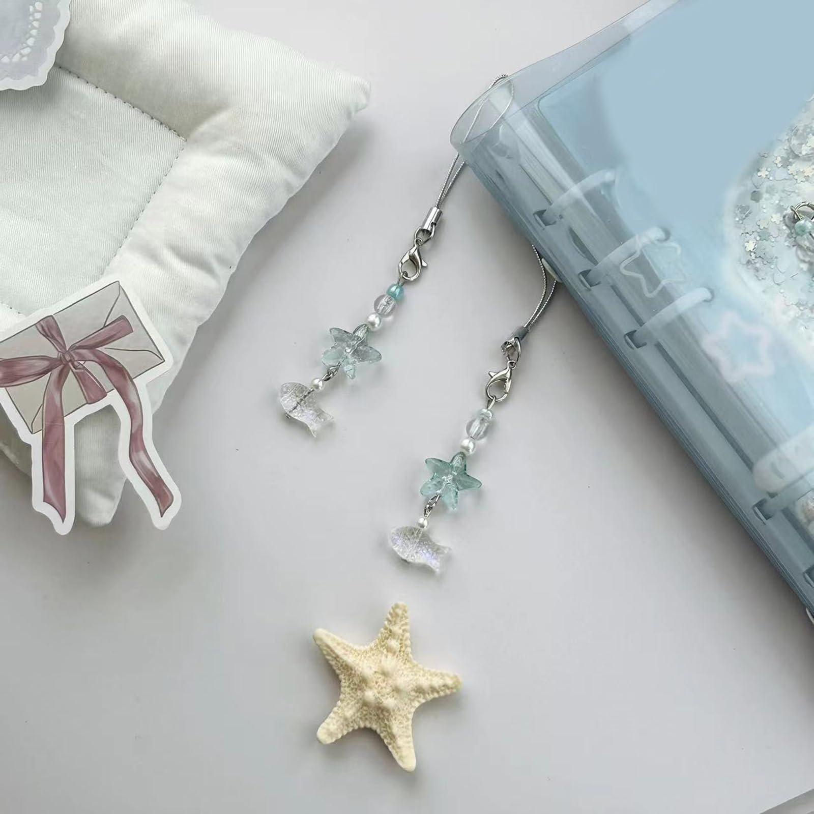 Ywmsfl Glass Sea Star Fish Phone Charm Colorful Beaded Keychain Pendant Accessory Stylish Smartphone Chain For Women Girls - Image 5