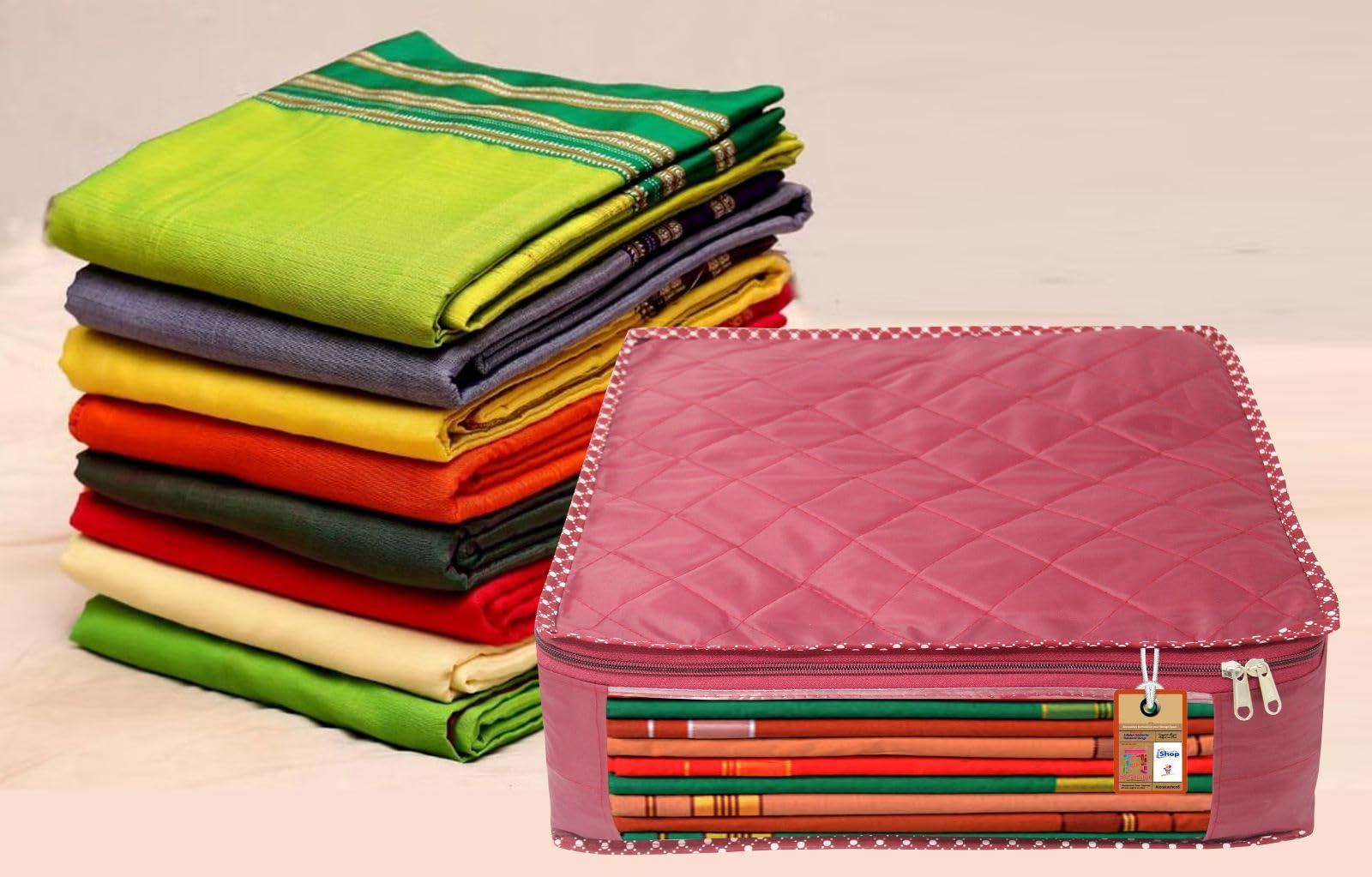 atorakushon Fabric Saree and Blouse Covers Garments Clothes Storage Bag Wardrobe Organizers With Double Zip Lock Set of 7 For Lehenga Dress Accessories Maroon - Image 4