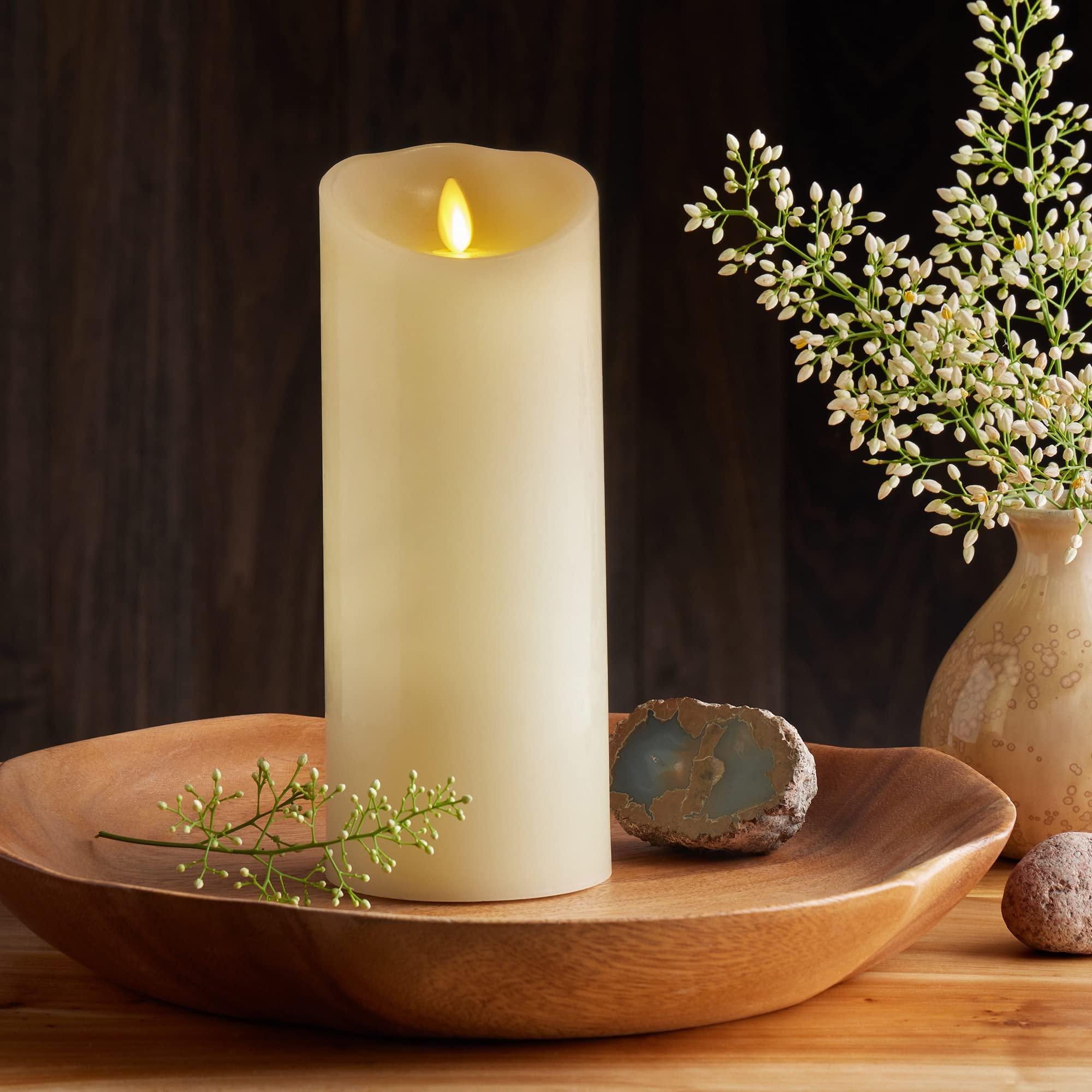 Luminara Moving Flame LED Pillar Flameless Candle, 9-inch, Vanilla Honey Scented, Ivory - Image 4