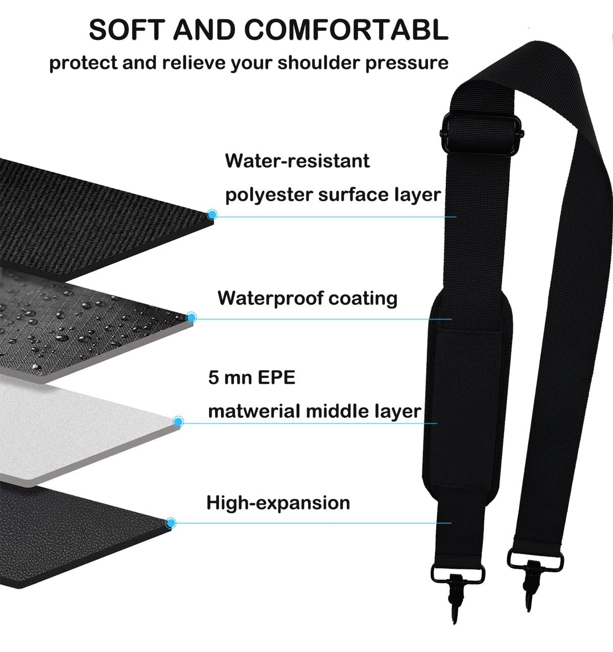 Universal Replacement Laptop Shoulder Strap, Durable 55" Adjustable Comfortable Belt with Metal Hooks for Briefcase, Computer Messenger Bag, Laptop Case Luggage/Duffel/Camera, (Black) - Image 5