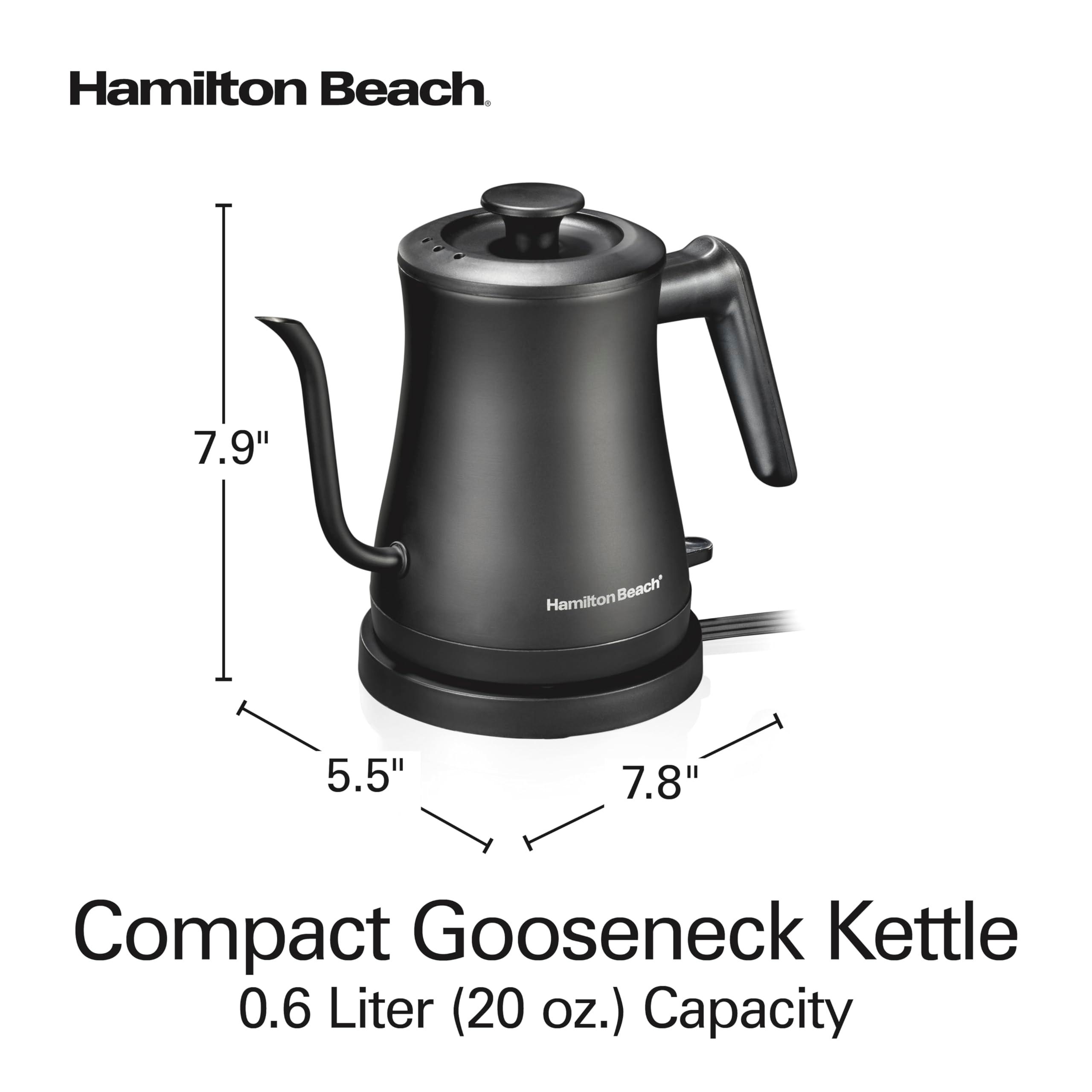 Hamilton Beach Compact 20 oz. / 0.6 Liter Gooseneck Electric Kettle for Boiling Water, Pour Over Coffee, Tea, Ultra Fast Heating With 1200 Watts, Stainless Steel BPA-Free Interior, Black (41045) - Image 2