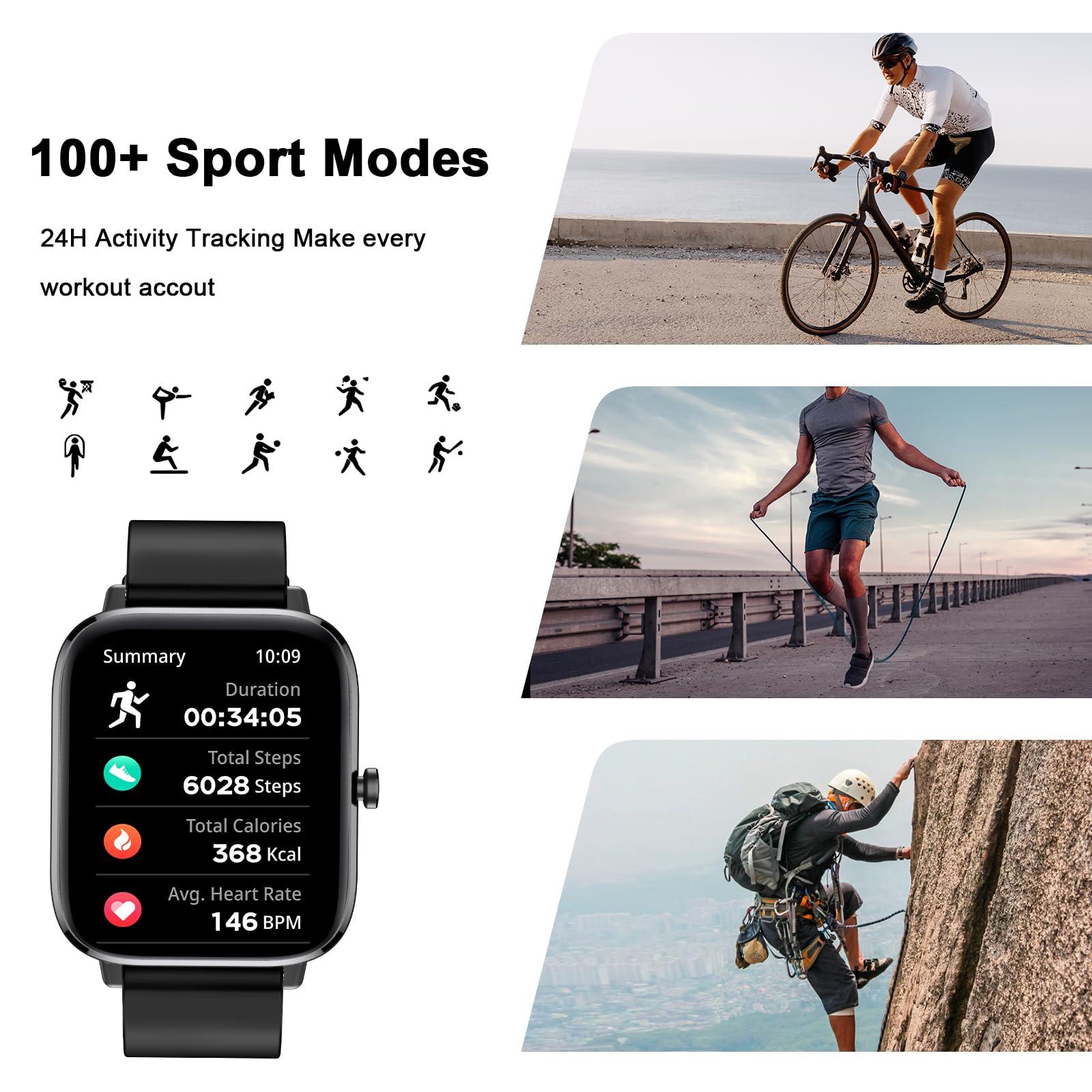 Smart Watch for Men Women Fitness Tracker Watch for iPhone Samsung Android Phone Compatible, SmartWatch with Pedometer, Heart Rate/Sleep Monitor, Blood Oxygen, IP68 Waterproof (Black) - Image 4