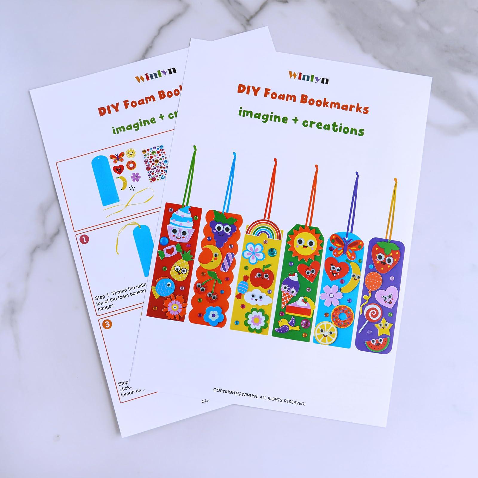 Winlyn 36 Sets Summer Crafts Kits DIY Whimsical Bookmarks Decorations Art Sets Fruits Treats Animals Sun Rainbow Foam Stickers for Kids Classroom Activities Reading Rewards Birthday Camp Party Favors - Image 8