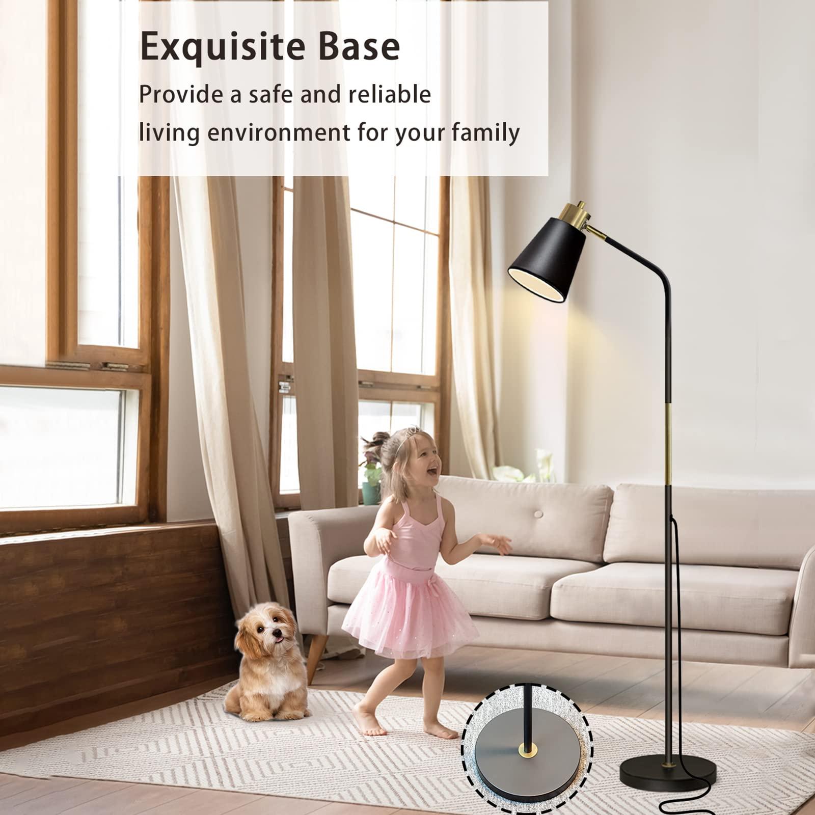 Floor Lamp, Industrial Floor Lamps for Living Rooms Rustic Farmhouse Reading Standing Floor Lamp Adjustable Metal Heads Indoor Task Lighting for Living Room Bedroom Office Home Décor (Black) - Image 6
