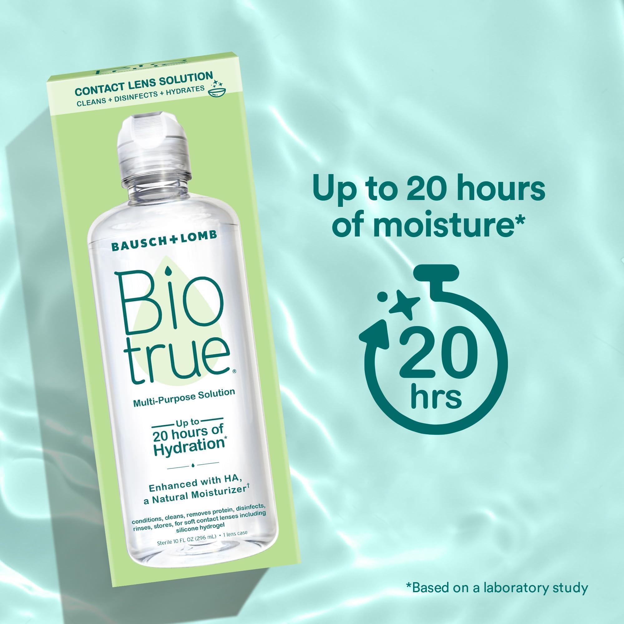 Biotrue Contact Solution, Multi-Purpose Solution with Lens Case, Cleans, Conditions, Hydrates, Disinfects, Removes Protein, Dirt & Debris, Contact Lens Cleaner & Storage, 10 Fl Oz (Pack of 2) - Image 3