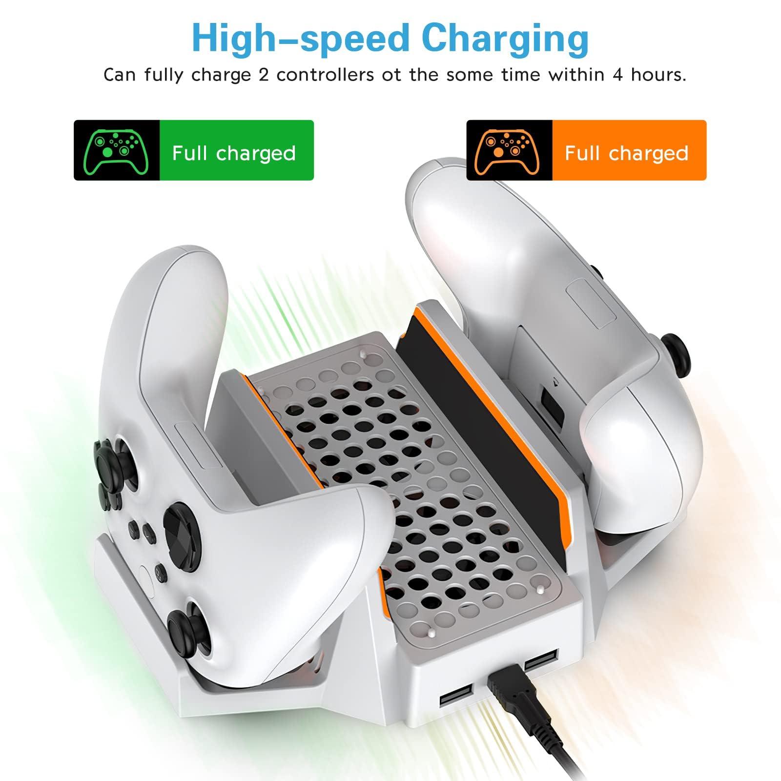 Cooling Stand for Xbox Series S with Dual Cooling Fan 3 Level Adjustable Speed, Dual Controller Charger with LED Indicator USB Port - 2 x 800mAh Rechargeable - Image 3