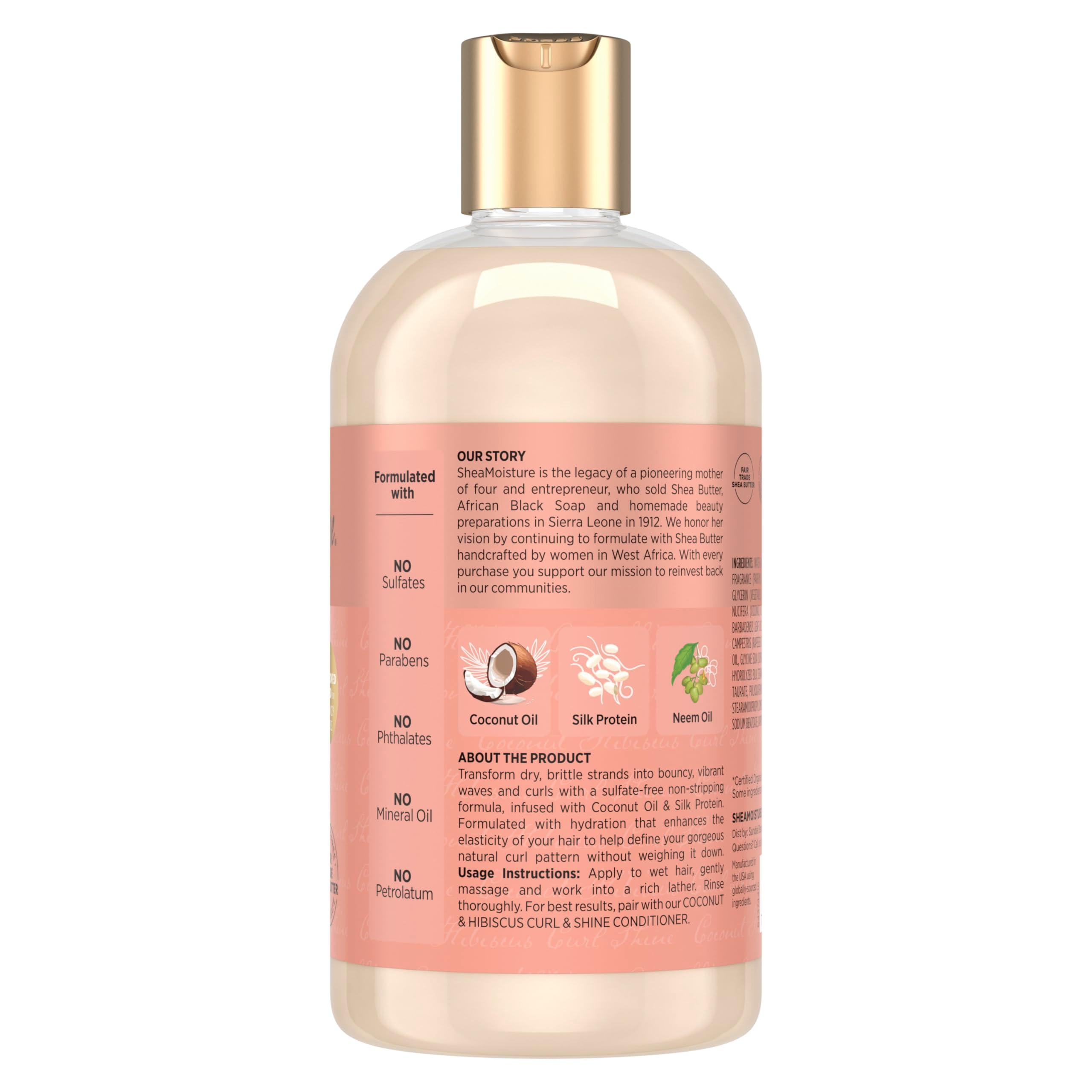 SheaMoisture Shampoo Curl and Shine for Curly Hair Coconut and Hibiscus Paraben Free Shampoo 13 oz - Image 2