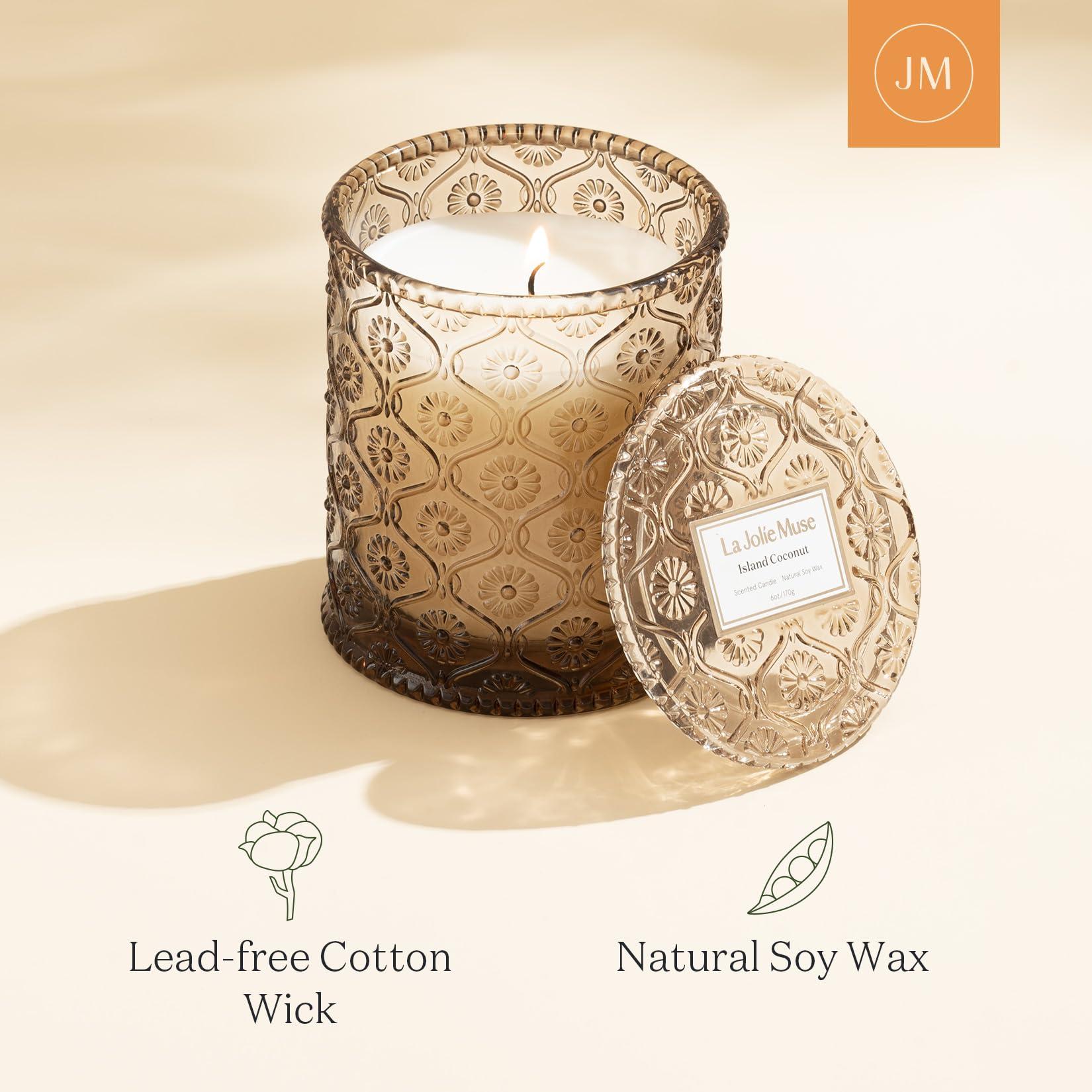 LA JOLIE MUSE Vanilla Coconut Scented Candles, Island Coconut Candles for Home Scented, Luxury Candles Gifts for Women, Natural Soy Wax Candle, 6 oz 40 Hours Burn - Image 5