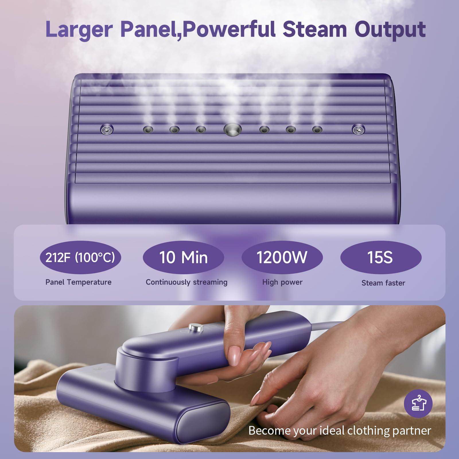 Travel Portable Steamer for clothes - Handheld Steamer for Fabric Clothing Wrinkles, 15s Fast Heat-up Rotary Garment Steamer, 1200W Light Mini Steam Iron for Home, Office and Travel (Purple) - Image 3
