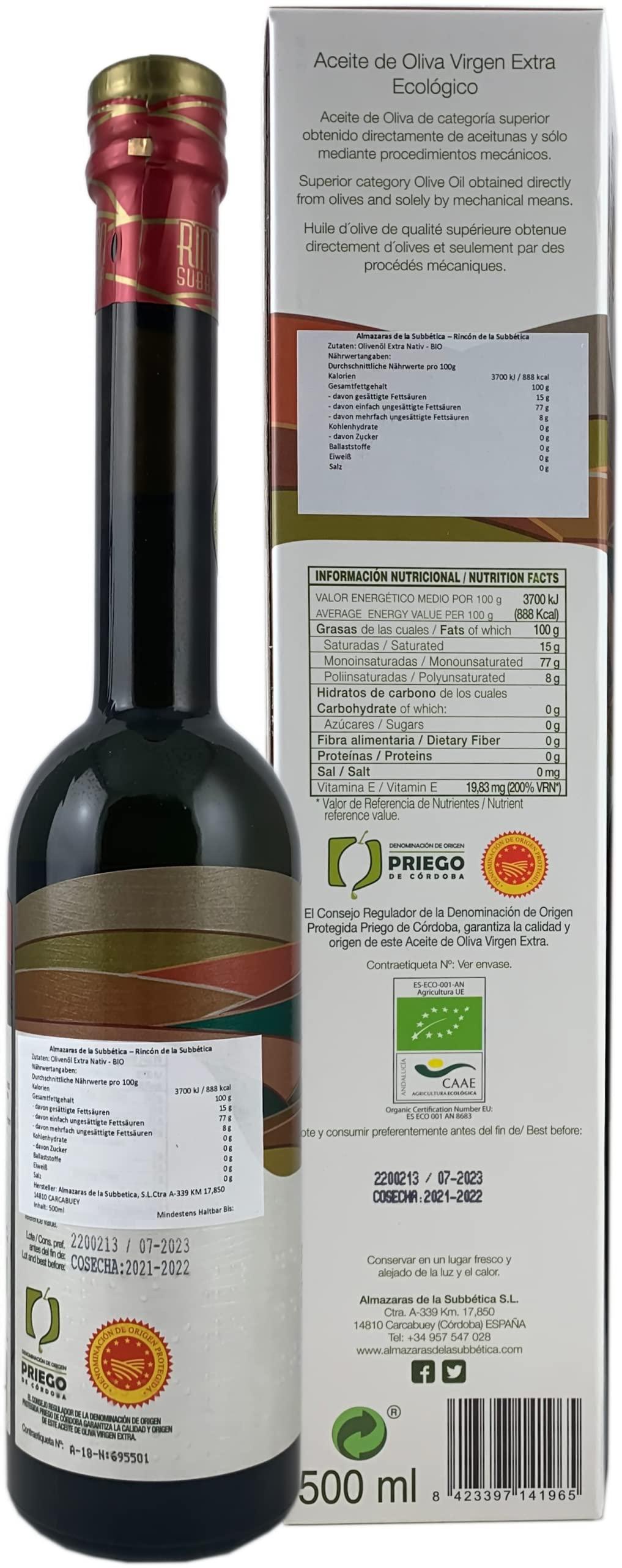 Rincon De La Subbetica- Award Winning, Organic Cold Pressed EVOO Extra Virgin Olive Oil, 16.9-Ounce Glass Bottle - Image 2