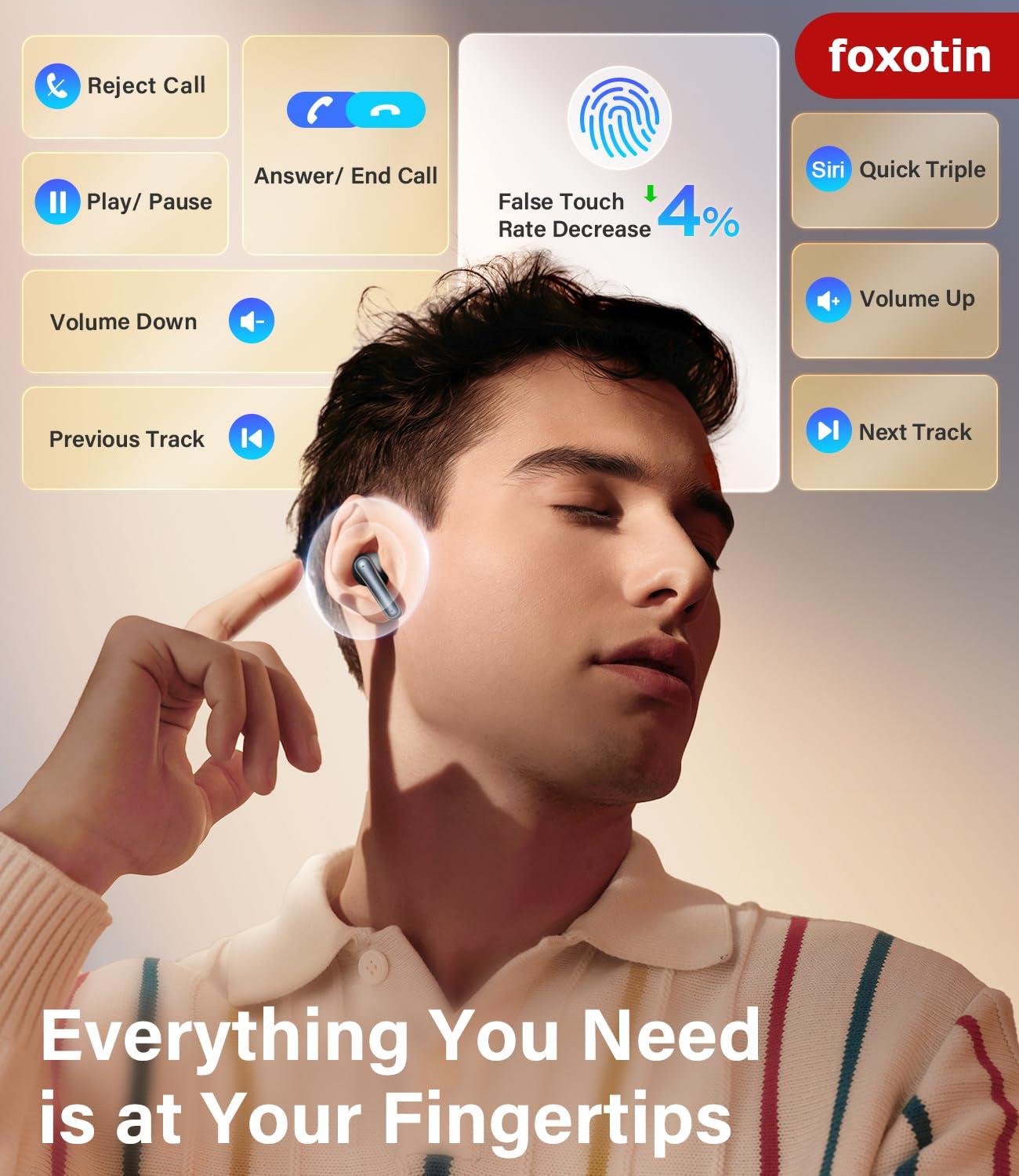 Ear Buds Wireless Earbuds - Bluetooth 5.3 Headphones (48H Playback) Built in Mic with LED Display Charging Case, IP7 Waterproof Earphone for iPhone Andriod Phones Laptop Sports Workout - Black - Image 5