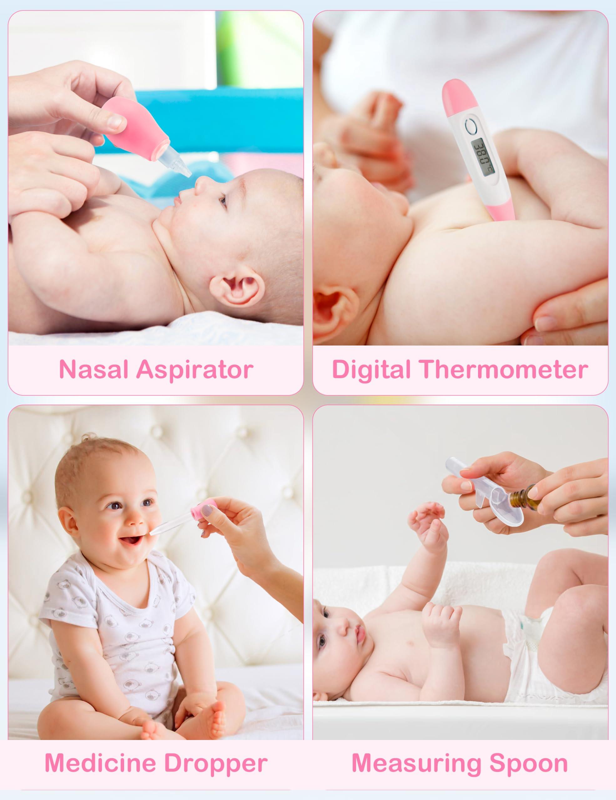 Bokhot Baby Healthcare and Grooming Kit 15 in 1, Safe Baby Grooming Kit Newborn Girl Boy Essentials, Portable Baby Care Set Nursery Shower Gift for Infant Baby Registry Search, Pink - Image 5