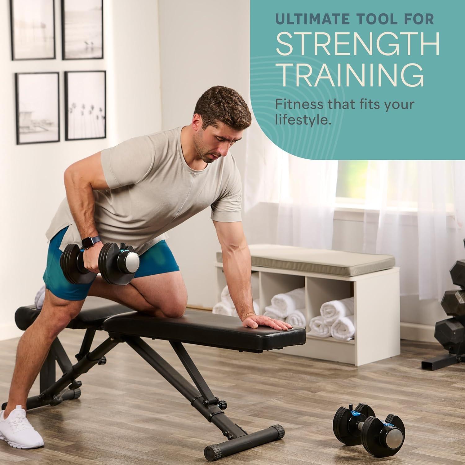 Lifepro Adjustable Dumbbells Set - 5in1-15lb 25lb 43lb 55lb weights Set & Single with Rack - Quick Adjust, Secure Grip - Compact Hand Weights for Men Women Home Gym - Image 7