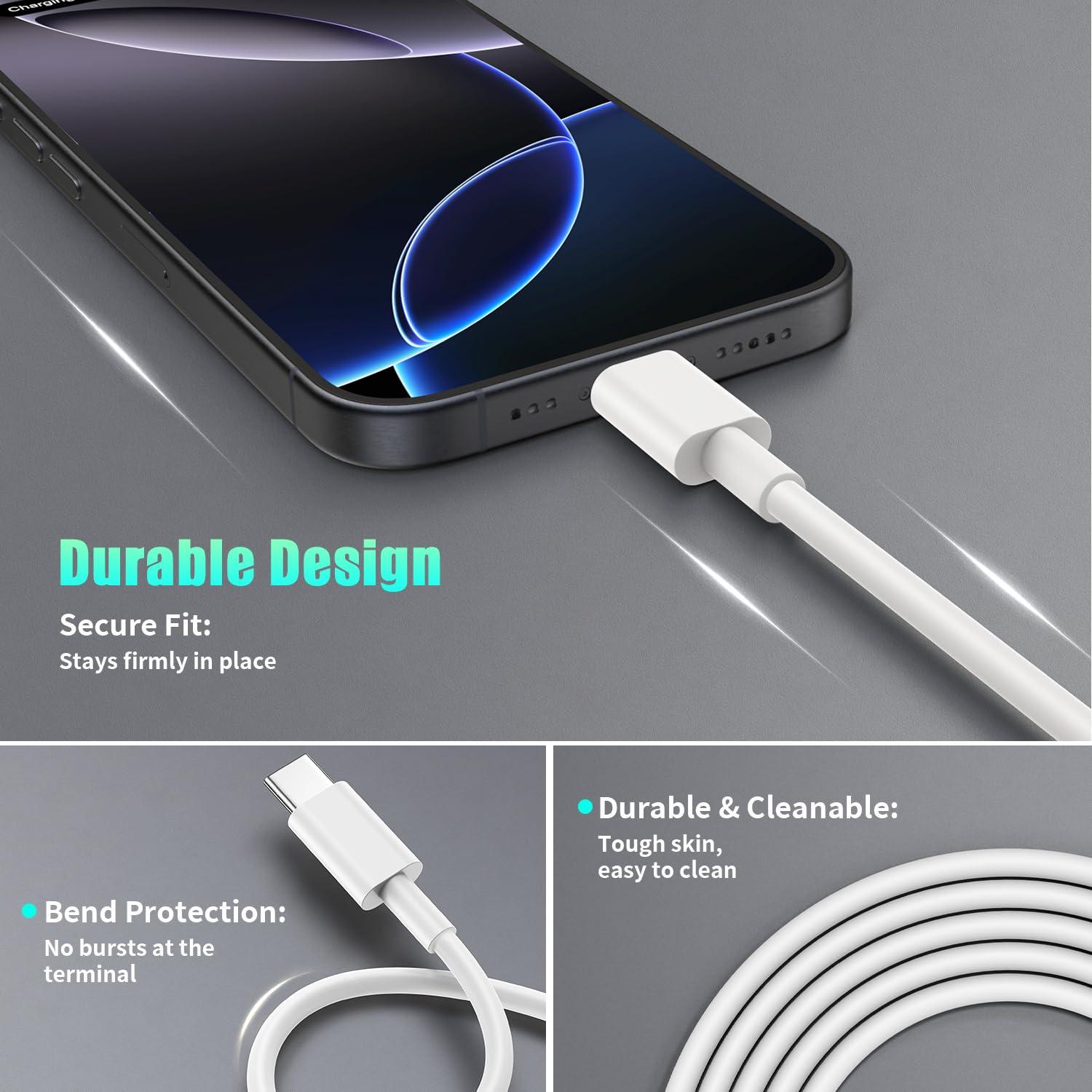USBC Charger Block for iPhone 16 15 Pro Max Plus Charger Fast Charging,30w Usb-C Fast Charger Adapter 6+10Ft USB Type C to USB C Cable for I Phone 16 15 ProMax Plus iPad Pro Air Mini-30 Watt Certified - Image 4