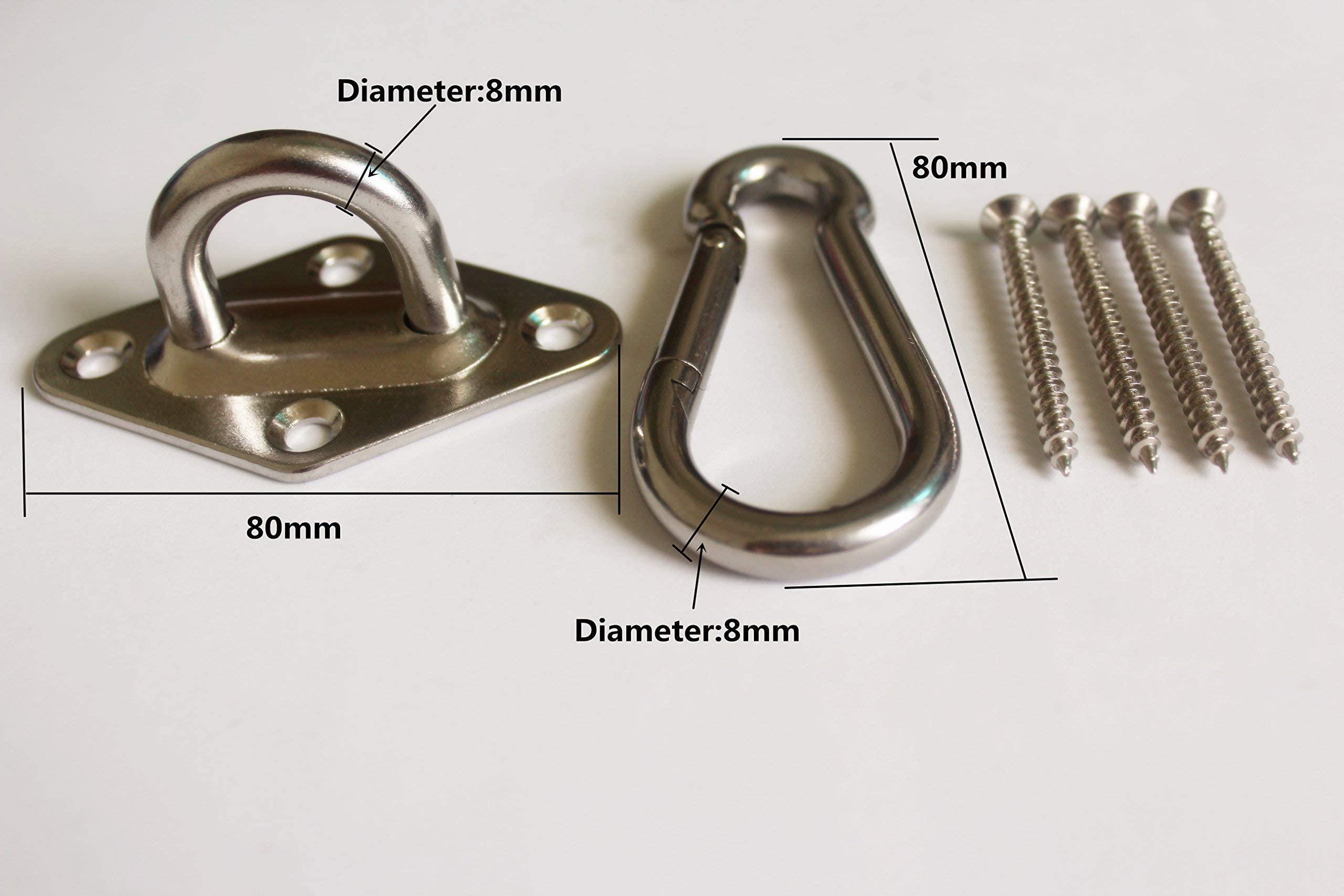 MHMYDZ 1000 lb Capacity Heavy Duty Hammock Hanging kit Ultra Durable Hammock Hooks Carabiners for Hammock Stand Hammocks Swing Chair,Multiple Indoor Outdoor Suspension Ceiling Hooks - Image 3