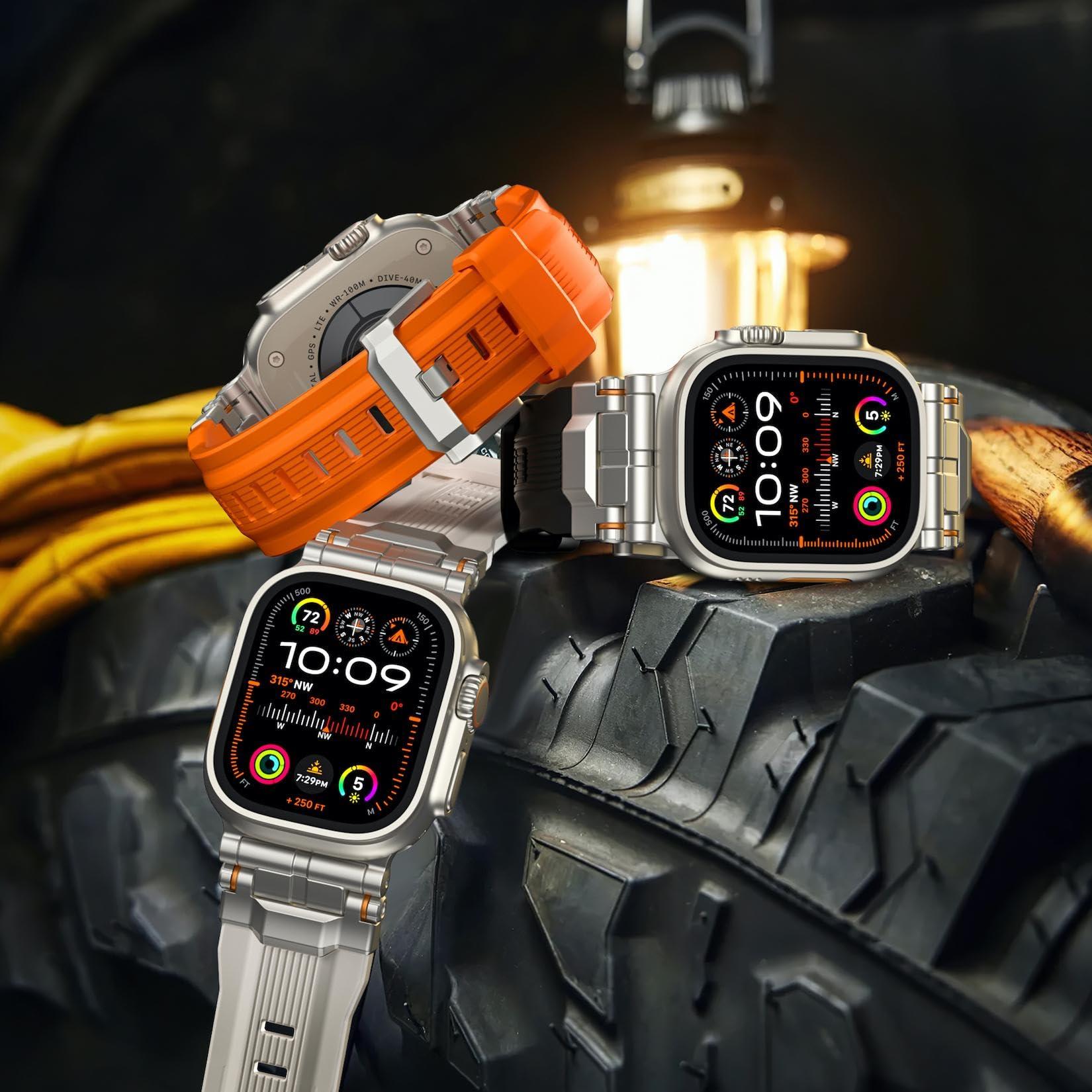 Bandletic R-Steel FKM Band + Sport Rugged Band Compatible with Apple Watch Ultra 2/Ultra Band 49mm - Waterproof Strap for for iWatch Series SE2/SE/10/9/8/7/6/5 46mm 45mm 44mm 42mm (Series 3/2/1) - Image 9