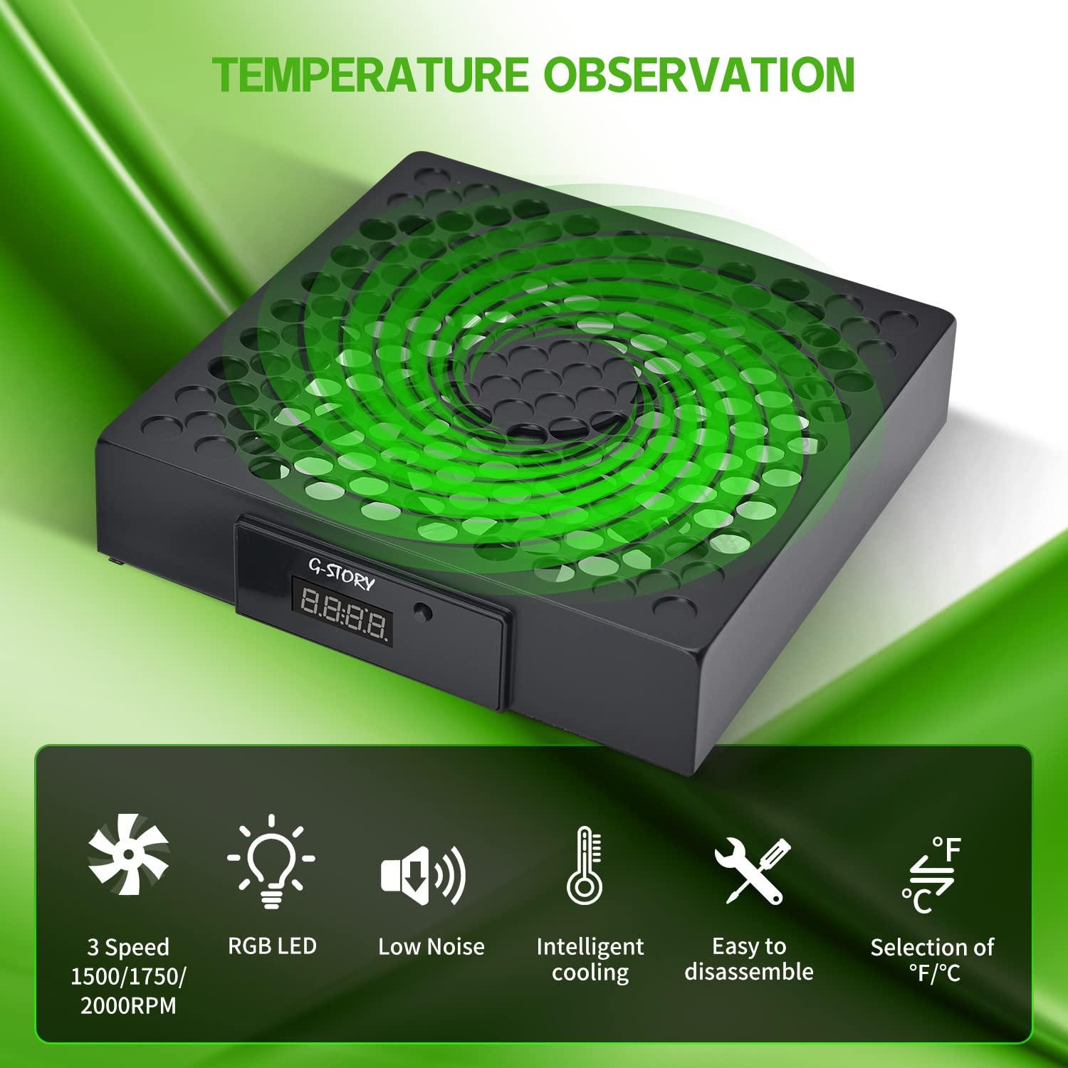 G-STORY Cooling Fan for Xbox Series X with Automatic Fan Speed Adjustable by Temperature, LED Display, High Performance Cooling, Low Noise, 3 Speed 1500/1750/2000RPM (140MM) with RGB LED - Image 3