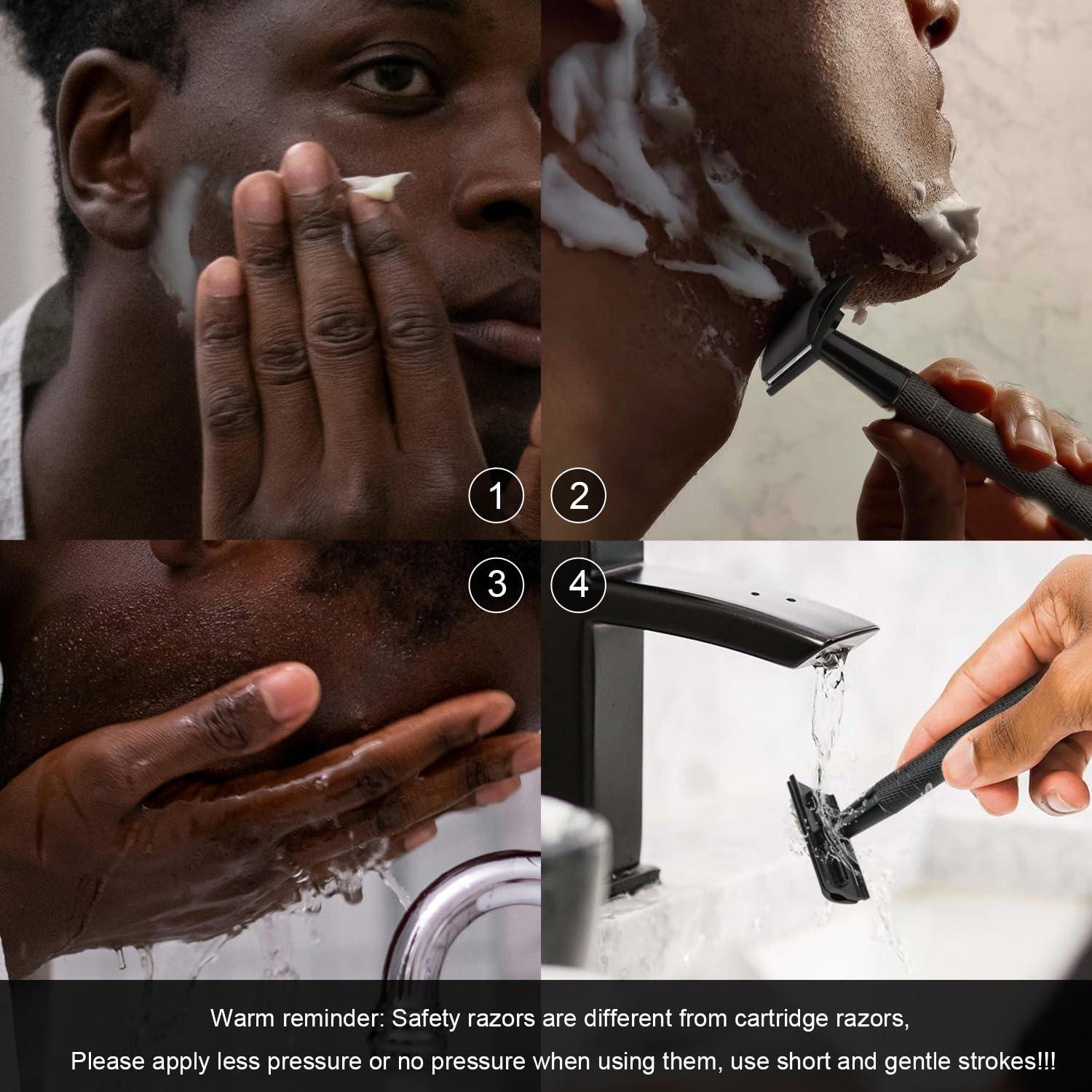 Matte Black Safety Razor, Single Blade Razors for Men, with 10 Stainless Steel Double Edge Blades, Reusable Metal 1 Blade Razor, Eco-Friendly, Smooth and Close Shave, Sustainable, Plastic Free - Image 8