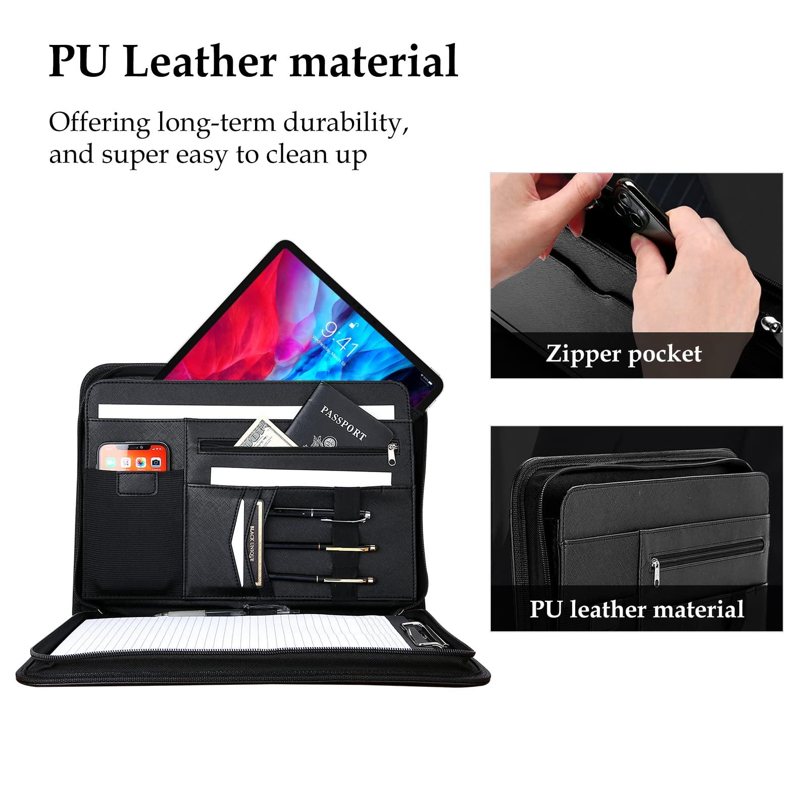 ProCase Portfolio Business Padfolio Folder with Zipper, Conference Meeting Executive File Legal Document Organizer with Pockets Letter Size A4 Writing Pad Notepad Padfolio for Father's Day Gift -Black - Image 4