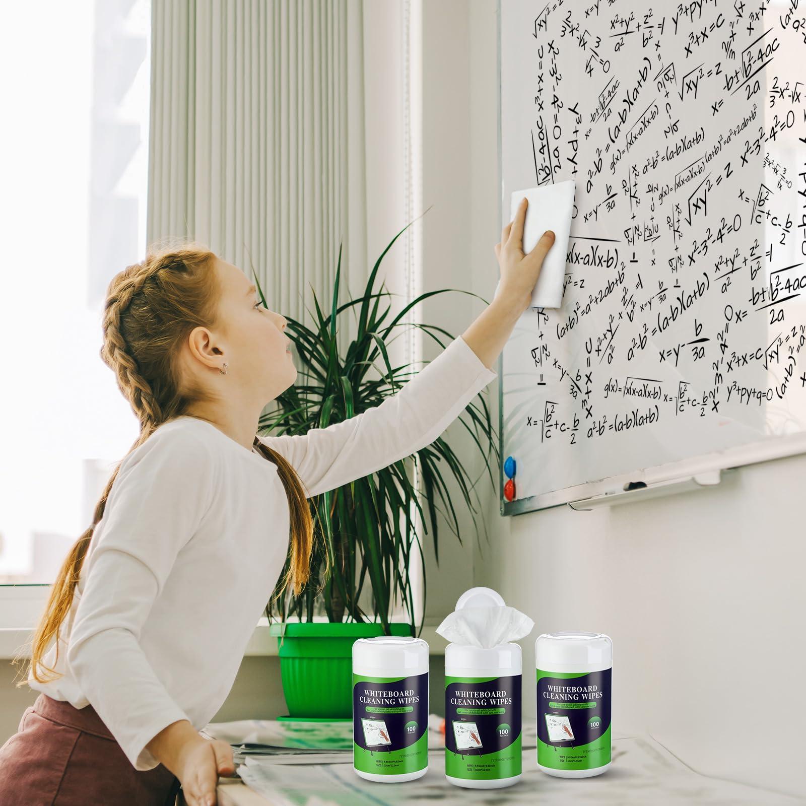 Threlaco 6 Pack Dry Erase Wipes 600 pcs Whiteboard Cleaning Wipes Wet Whiteboard Cleaner Classroom Teacher Supplies, 100 pcs Per Canister - Image 2