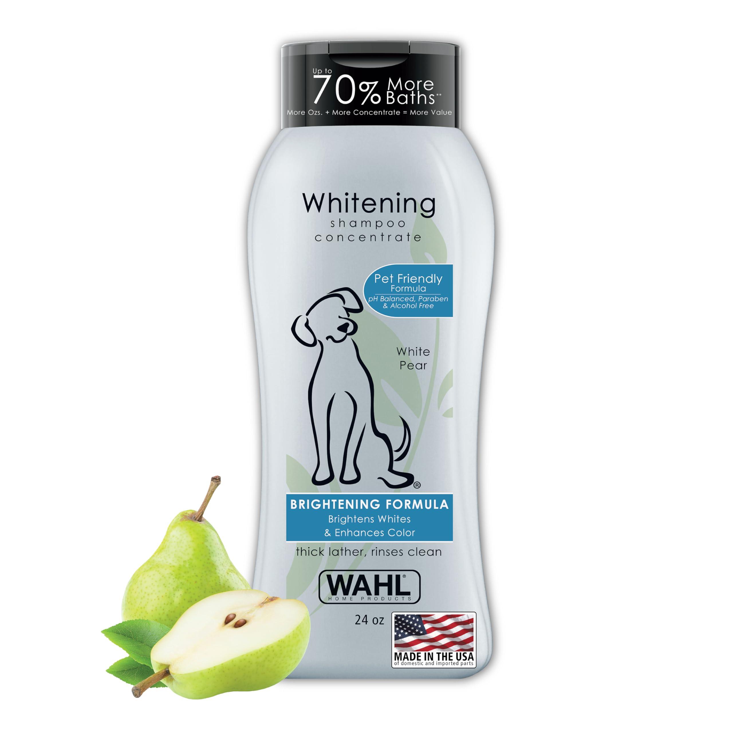 Wahl USA Whitening Shampoo White Pear scent for Pets – Whitening & Animal Odor Control with Silky Smooth Results for Grooming Dirty Dogs – 24 oz - Model 820001A