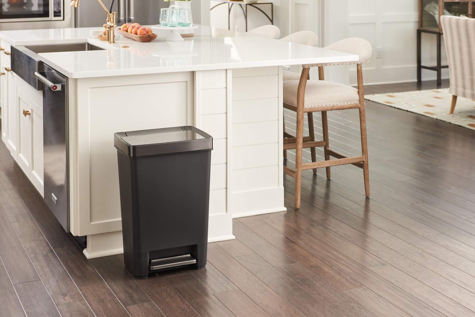 Rubbermaid Premier Series IV Step-On Trash Can for Home and Kitchen, 12.4 Gallon, Stainless Steel Lid Charcoal, for Home/Kitchen/Garage/Apartment/Office - Image 2