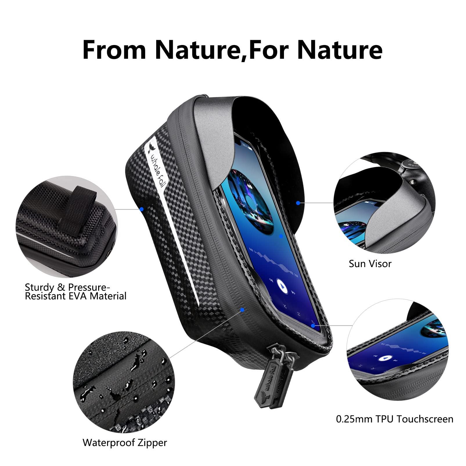 whale fall Hard Casing Bike Bag, Never Deform, Waterproof Bike Phone Holder with 0.25mm Sensitive TPU Touch-Screen, Bicycle Accessories, with Rain Cover for Phones under 6.9'' - Image 8