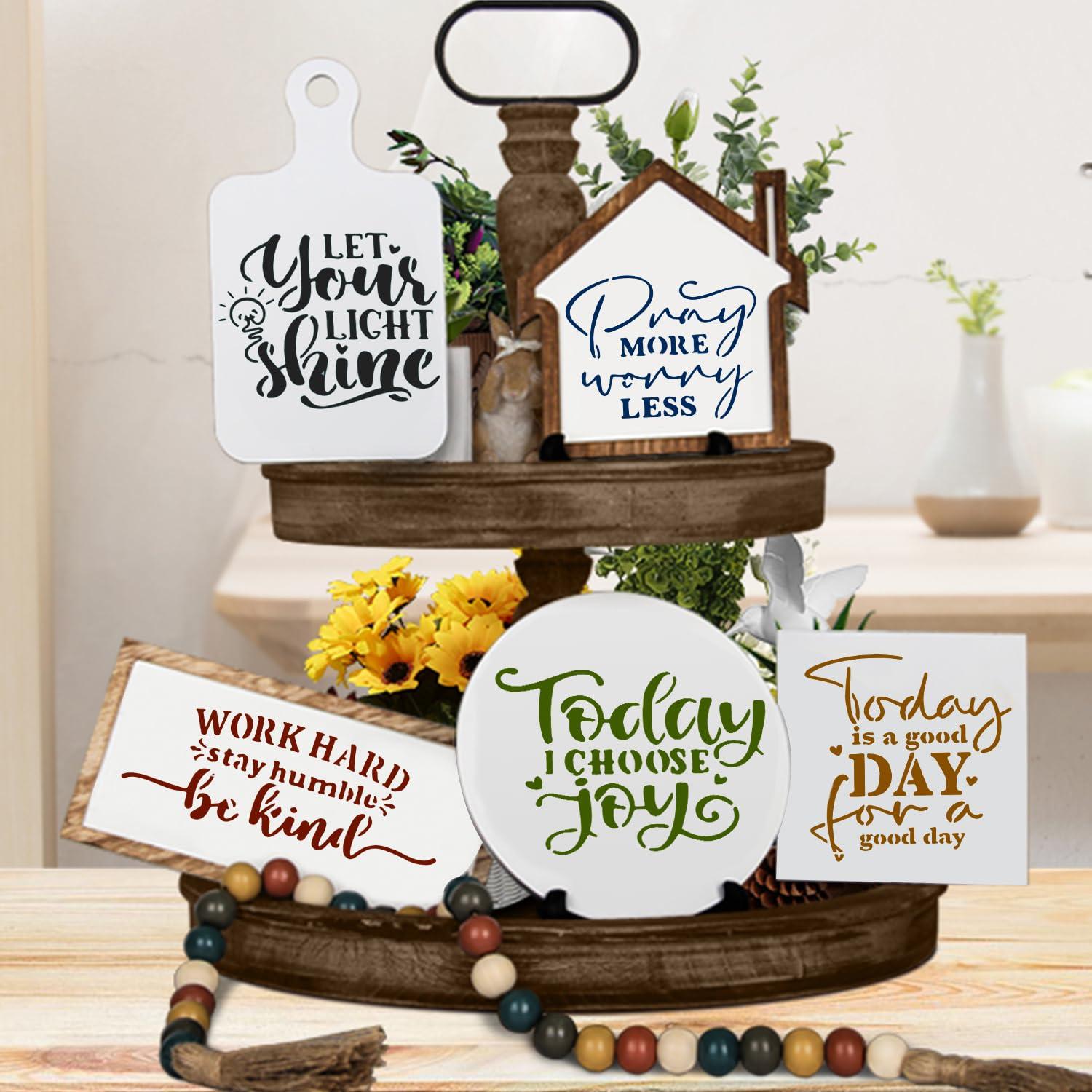 20 PCS Artistic Word Stencils, 4 Inch Inspirational Word Reusable Plastic Paint Templates, Quote Phrase Sayings Stencils Set for Painting on Wood Wall Canvas Fabric Paper Home Sign Furniture Canvas - Image 4