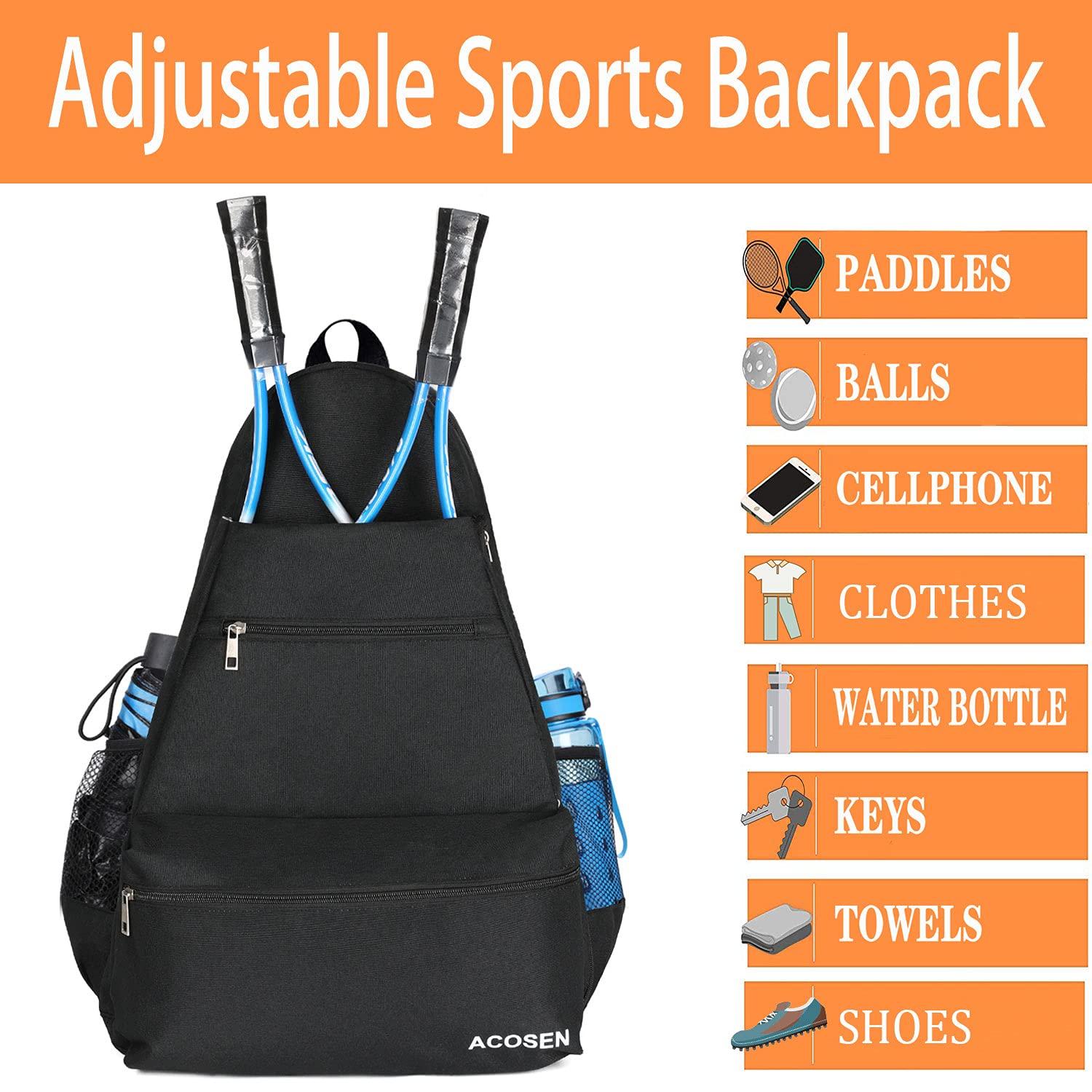 ACOSEN Tennis Bag Tennis Backpack - Large Tennis Bags for Women and Men to Hold Tennis Racket,Pickleball Paddles, Badminton Racquet, Squash Racquet,Balls and Other Accessories - Image 3