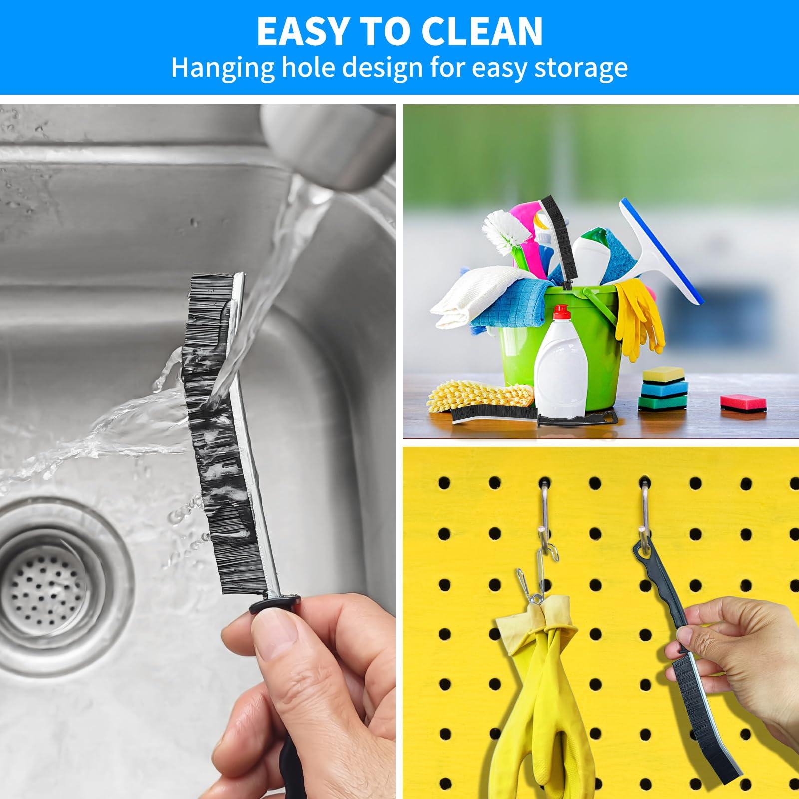 4TH Multi-Purpose Hard Bristle Crevice Cleaning Brush -Deep Reach Gap Cleaning Tool for Household Use -Versatile, Durable, Thin Brush to Clean Tight Spaces -4 Pcs, Black - Image 7