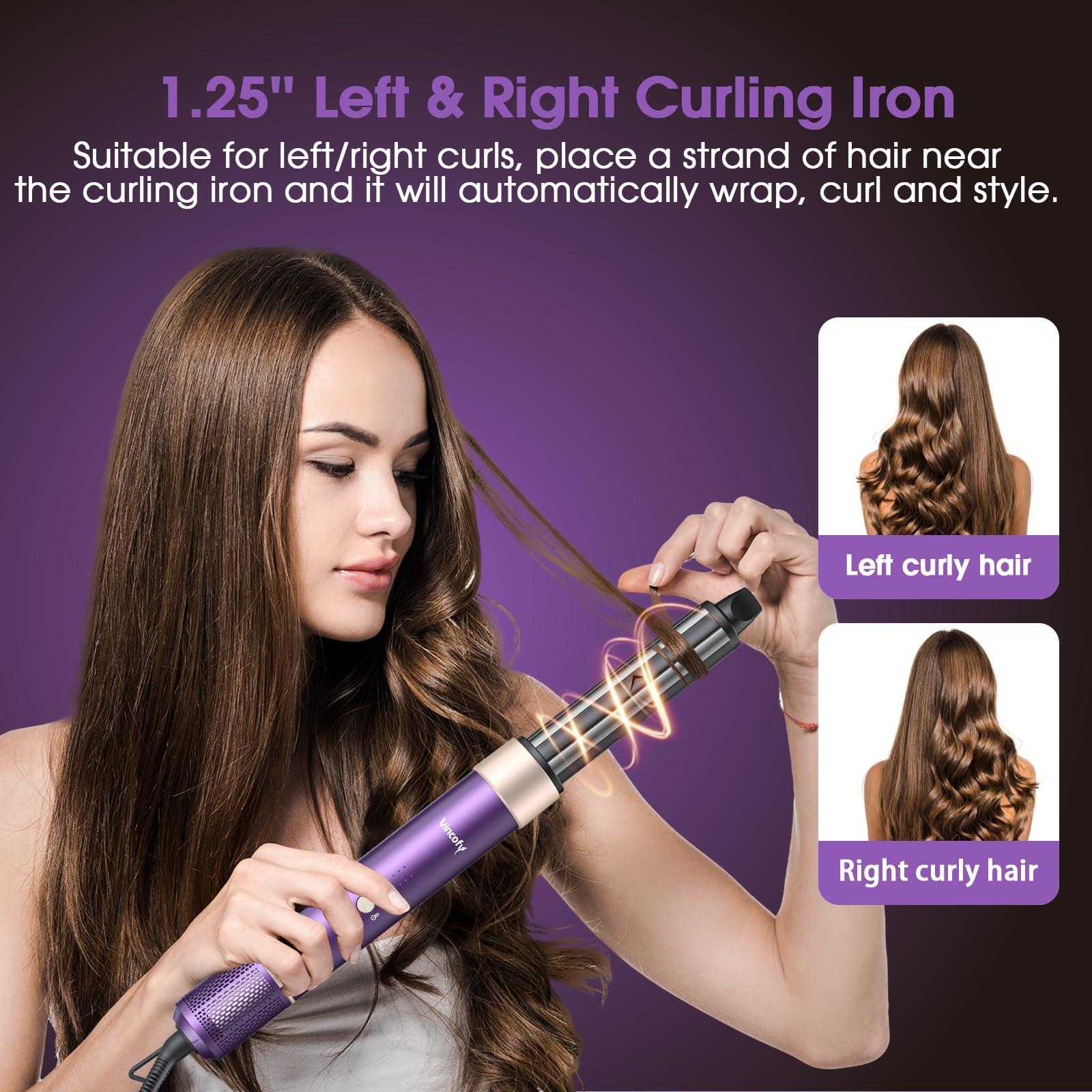 Vincofy 7 in 1 Hair Dryer Blow Dryer Brush Hot Hair Styler, Hair Straightener Brush, Negative Ion, Voluming, Suitable for All Types, 110,000 RPM, Purple, Fast Drying, Straightening, Curling - Image 6