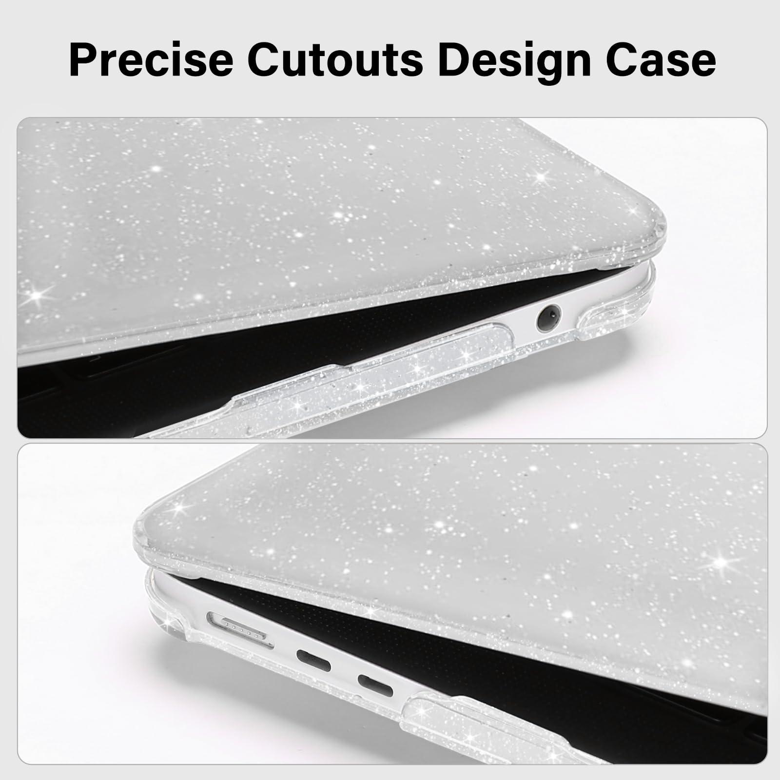 MOSISO Compatible with MacBook Air 13 inch Case 2025 2024 2023 2022 M4 A3240 M3 A3113 M2 A2681, Sparkly Glitter Hard Shell&Keyboard Cover&Screen Film&Pouch for MacBook Air 13.6 inch Case, Transparent - Image 4