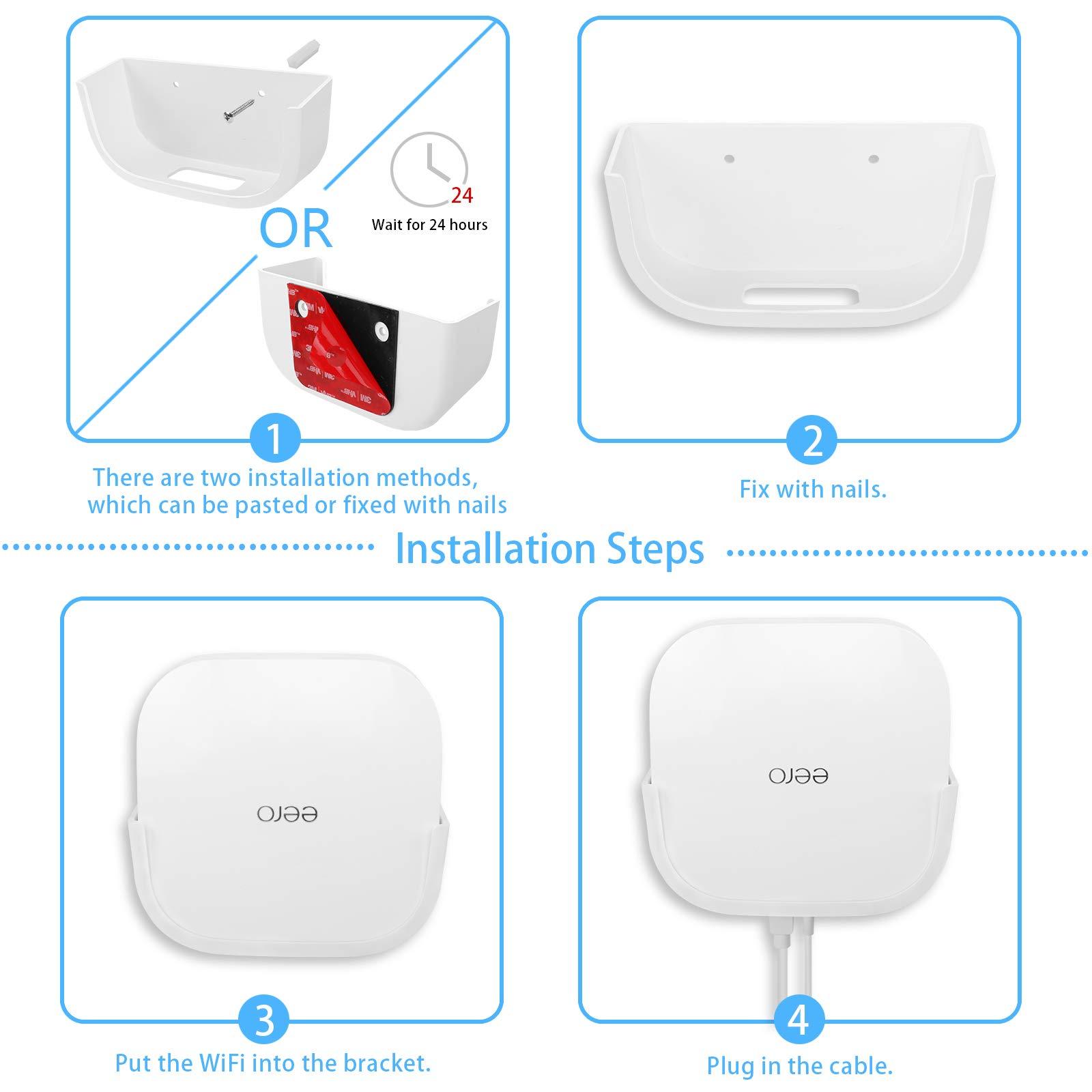 𝗛𝘂𝗮𝗳𝗹𝘆 2Pcs Screwless Wall Mount Bracket for Eero Pro 6 Wifi, VHB Stick On Holder, Strong Adhesive Holder, No Tools No Drilling No Hole - Image 4